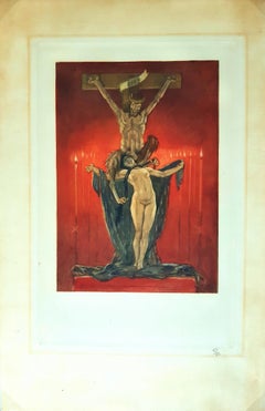 Le Calvaire  - Etching and Heliogravure by Félicien Rops - 1882