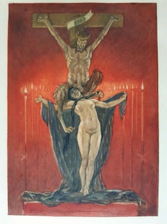 Le Calvaire  - Etching and Heliogravure by Félicien Rops - 1882