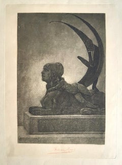 Le Sphinx - Original Heliogravüre von Félicien Rops - 1882
