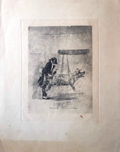 Médecine Expérimentale - Etching by Félicien Rops - 1854