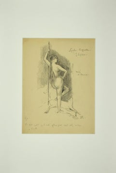 Vintage Nymph - Lithograph by Félicien Rops - Late 19th Century