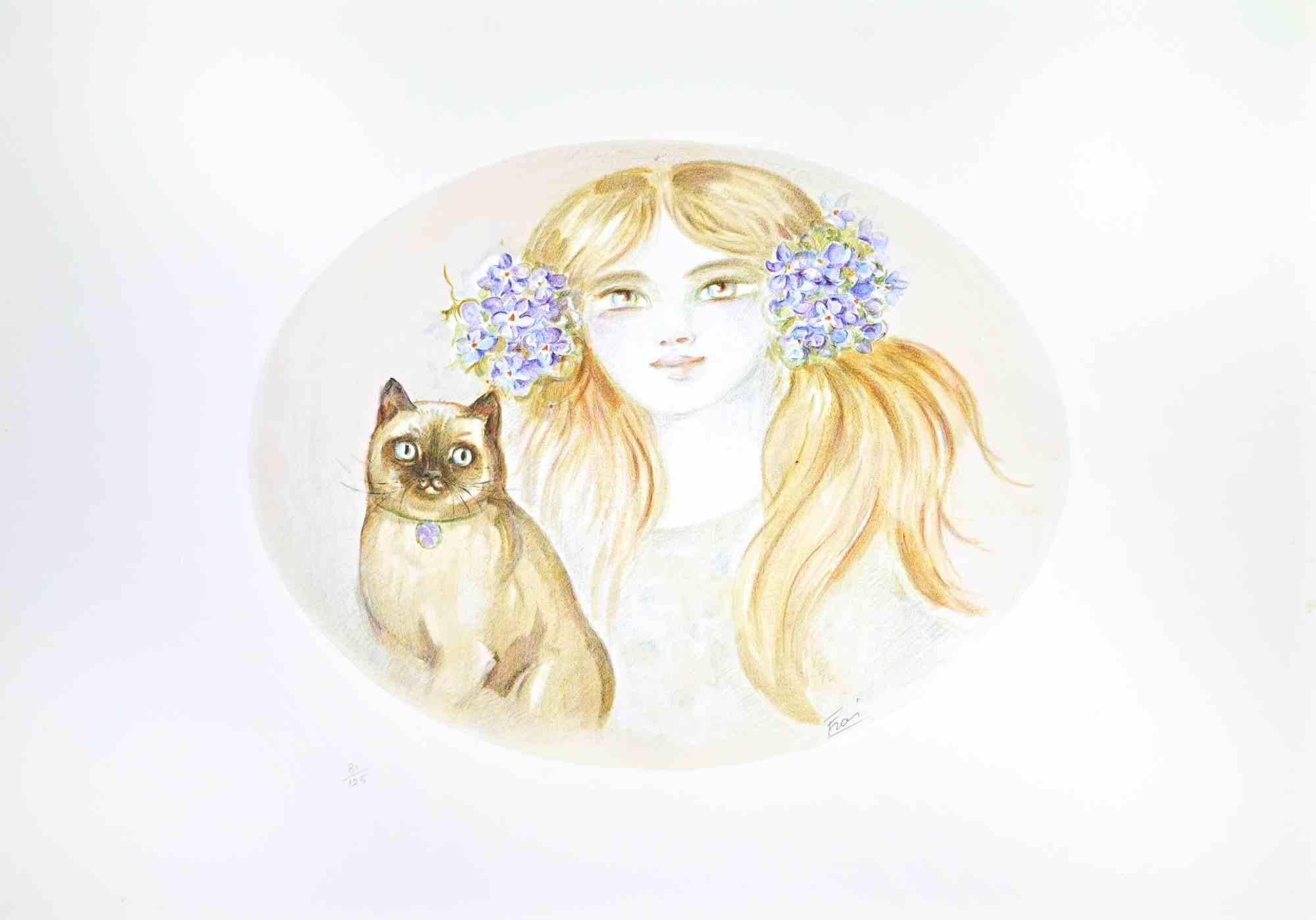 Portrait - Lithograph by Felicita Frai - 1980s For Sale 1