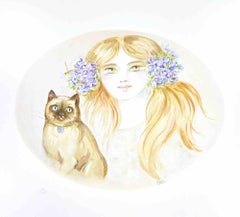 Porträt - Lithographie von Felicita Frai - 1980er Jahre