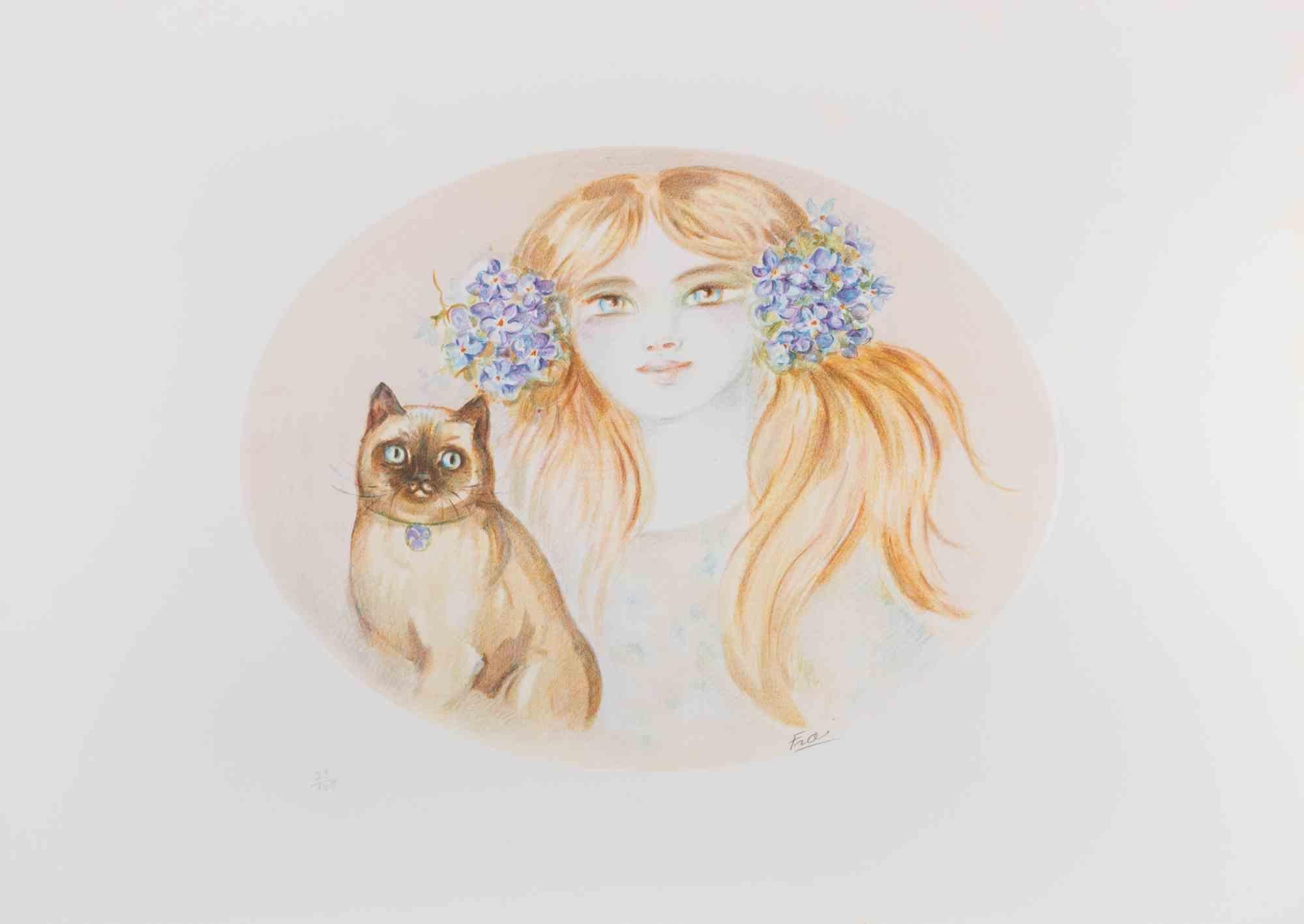 Portrait - Lithographie de Felicita Frai - années 1980
