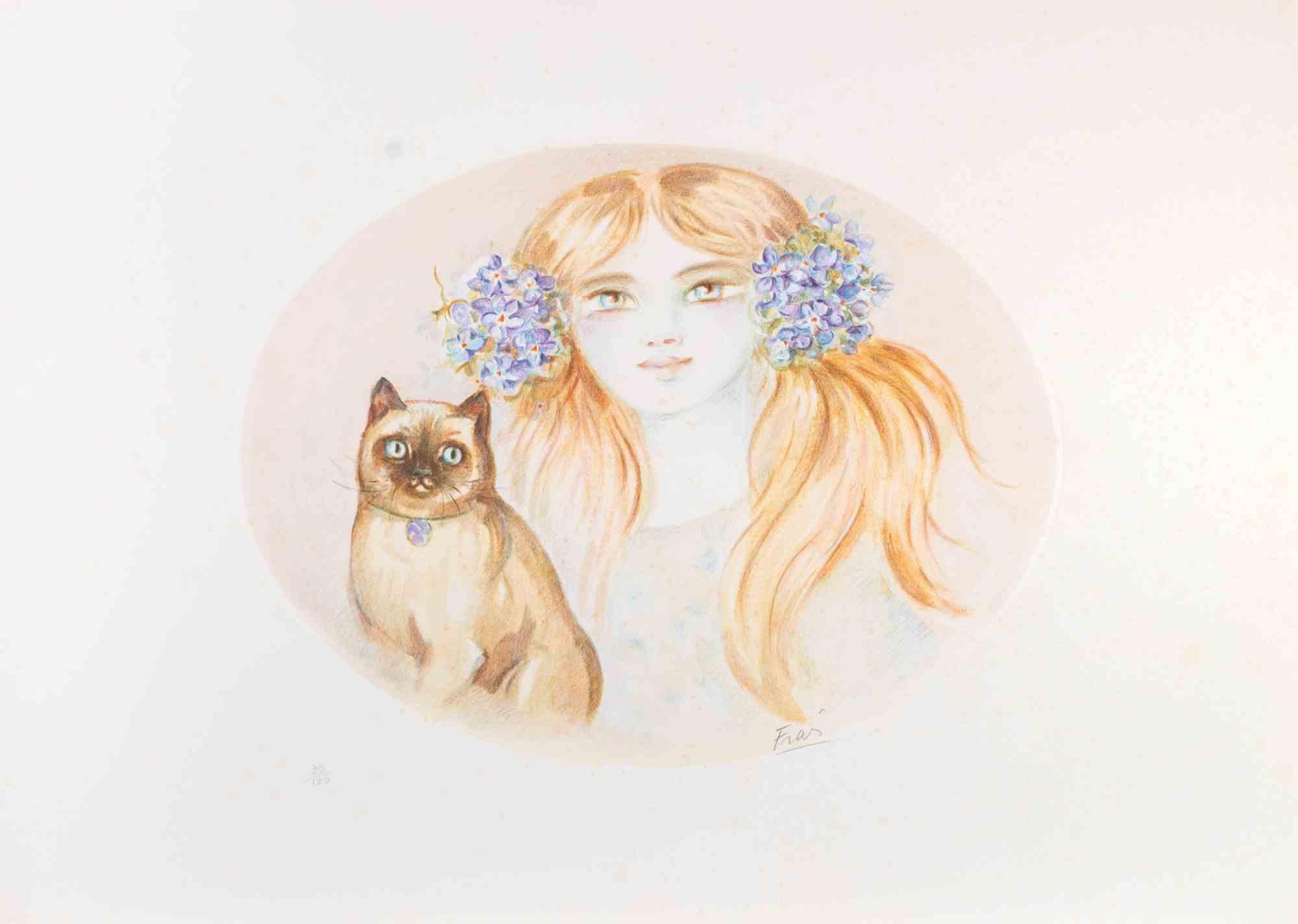 Portrait - Lithograph by Felicita Frai - 1980s