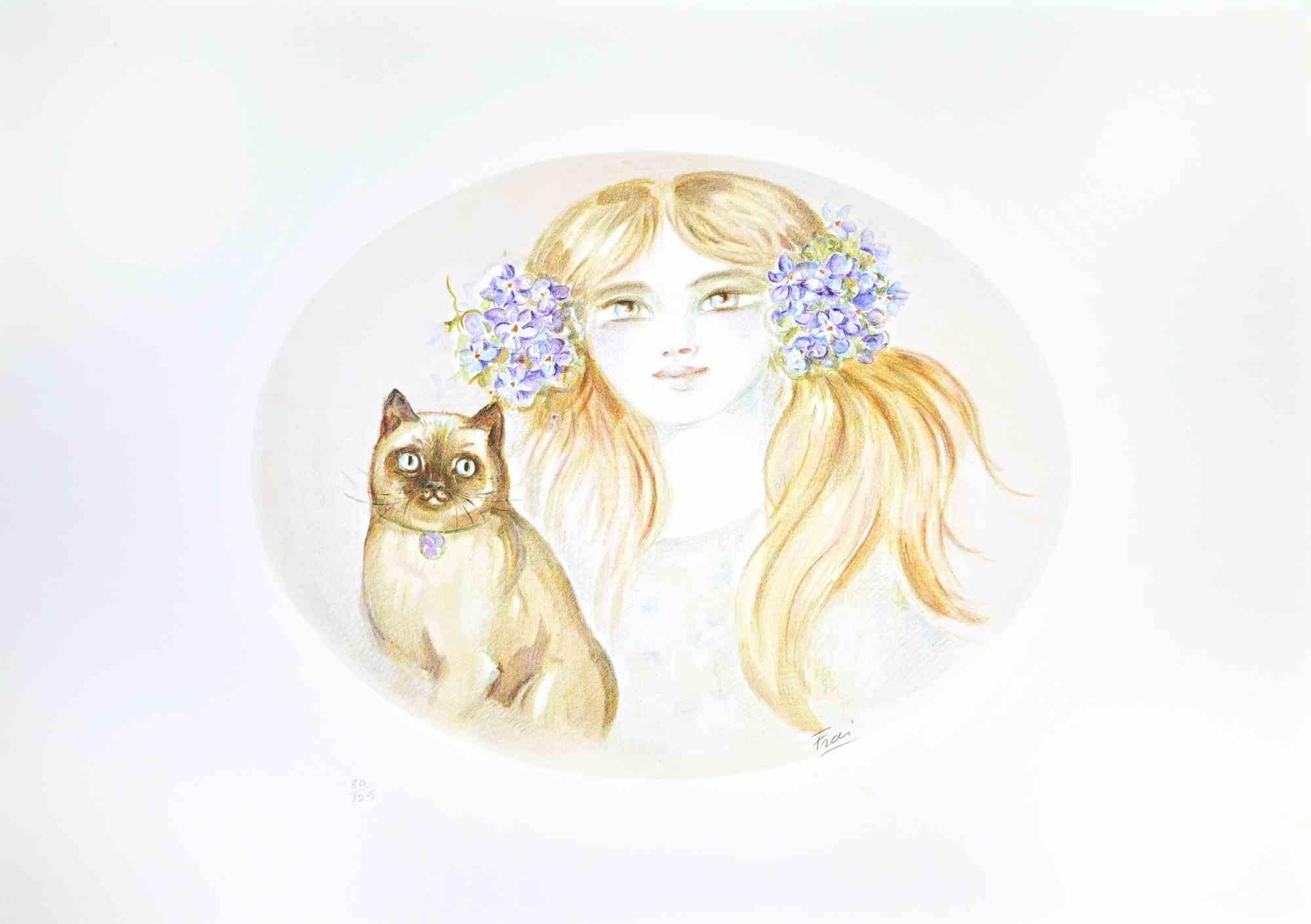 Portrait - Lithograph by Felicita Frai - 1980s