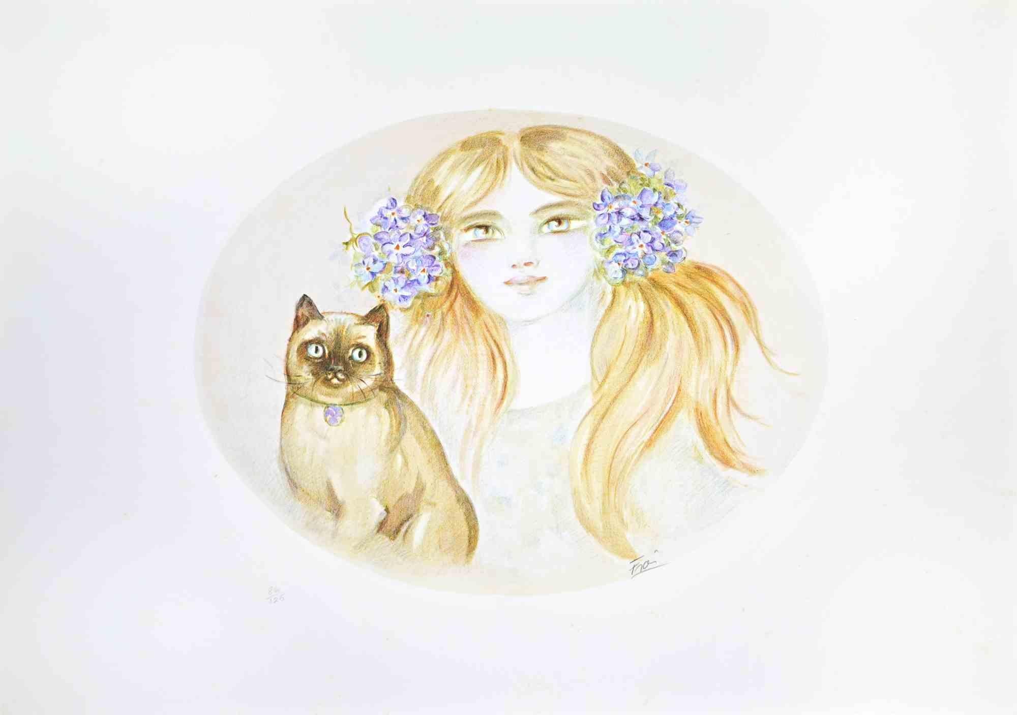 Portrait - Lithographie de Felicita Frai - années 1980