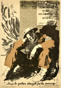 Original Vintage-Poster aus dem Zweiten Weltkrieg, Sleep To Gather Strength, Churchill, WWII