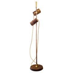 "Felina I" Contemporary Floor Lamp, Walnut, Solid Brass