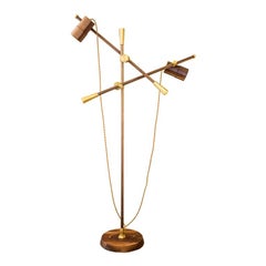 "Felina II" Contemporary Floor Lamp, Walnut, Solid Brass