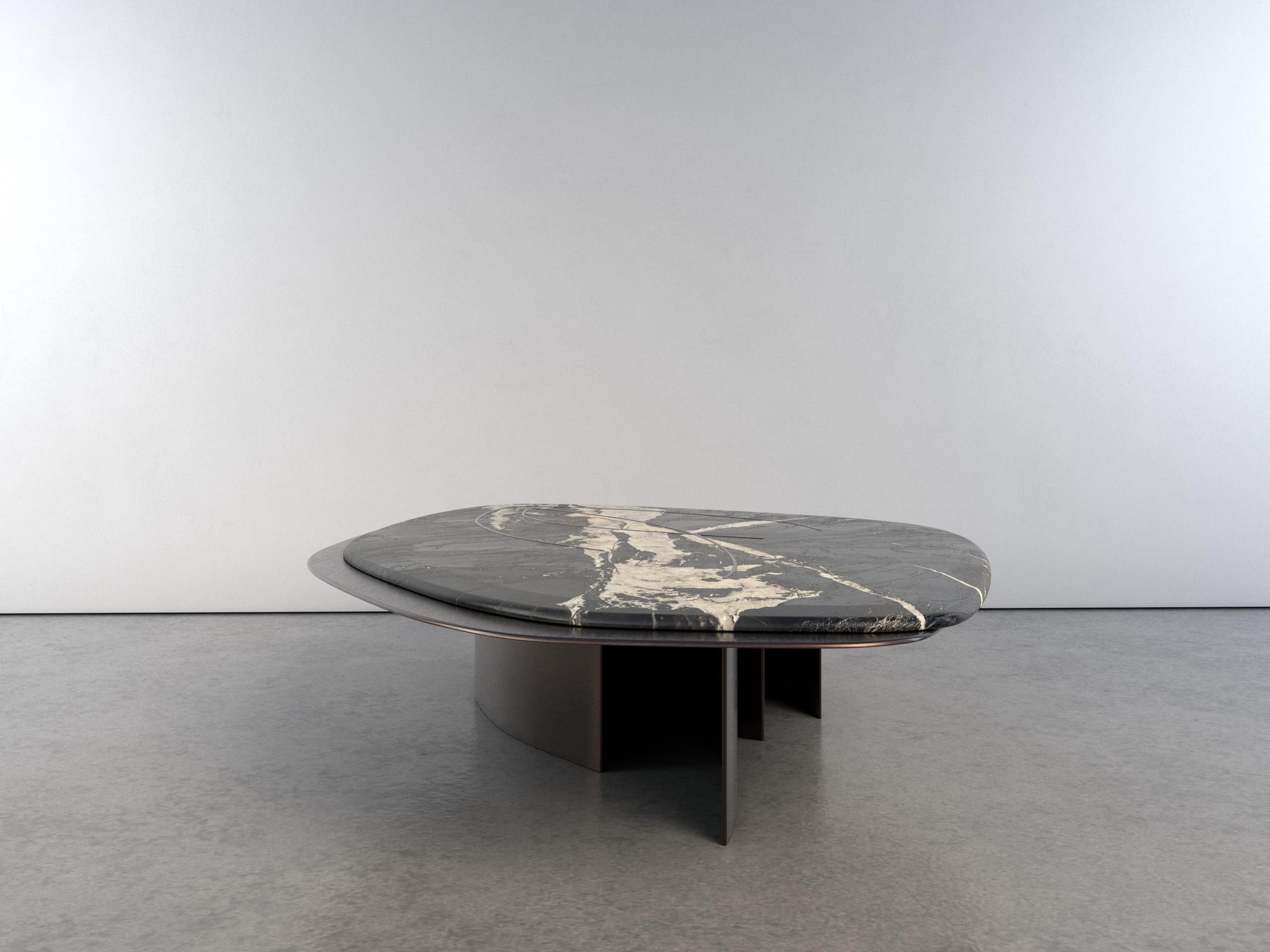 Feline IV Sky Night Quartzite And Bronze Unique Coffee Table by Grzegorz Majka For Sale 3