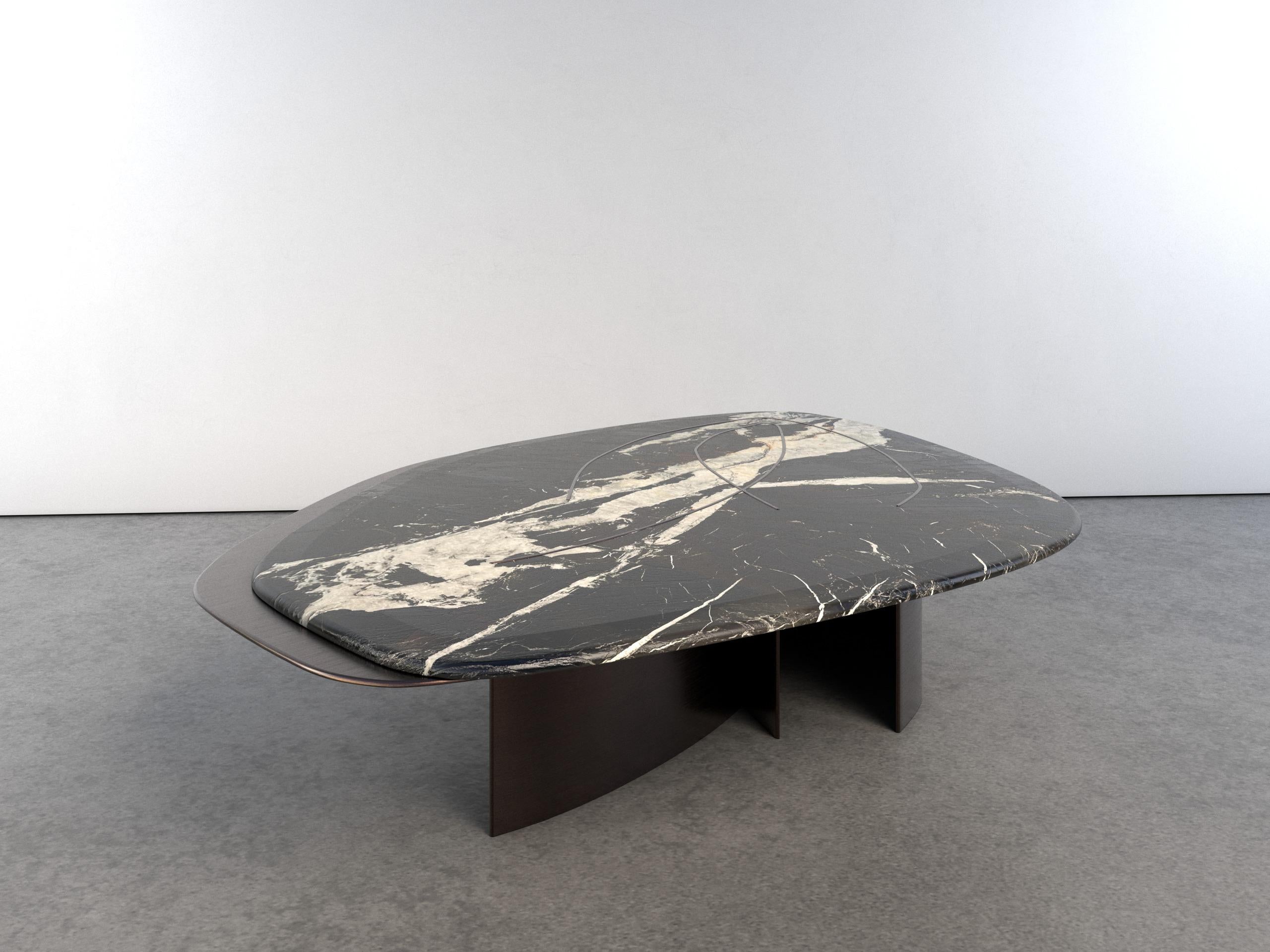 Feline IV Sky Night Quartzite And Bronze Unique Coffee Table by Grzegorz Majka
Unique Piece.
Dimensions: D 119 x W 170 x H 35,5 cm.
Materials: Sky Night quartzite and solid bronze.

Introducing the Feline Collection: 

“I think there needs to be a