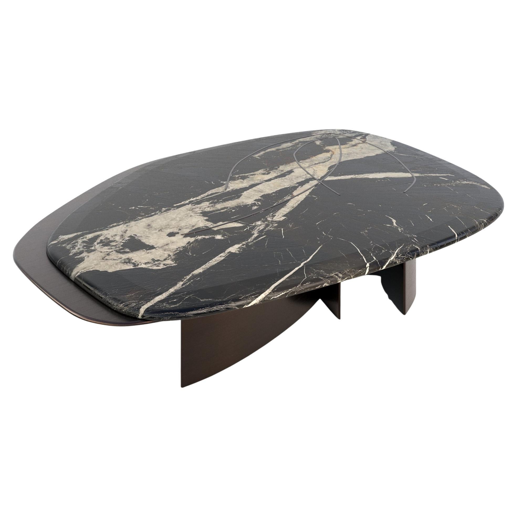 Table basse unique Feline IV Sky Night en quartzite et bronze de Grzegorz Majka