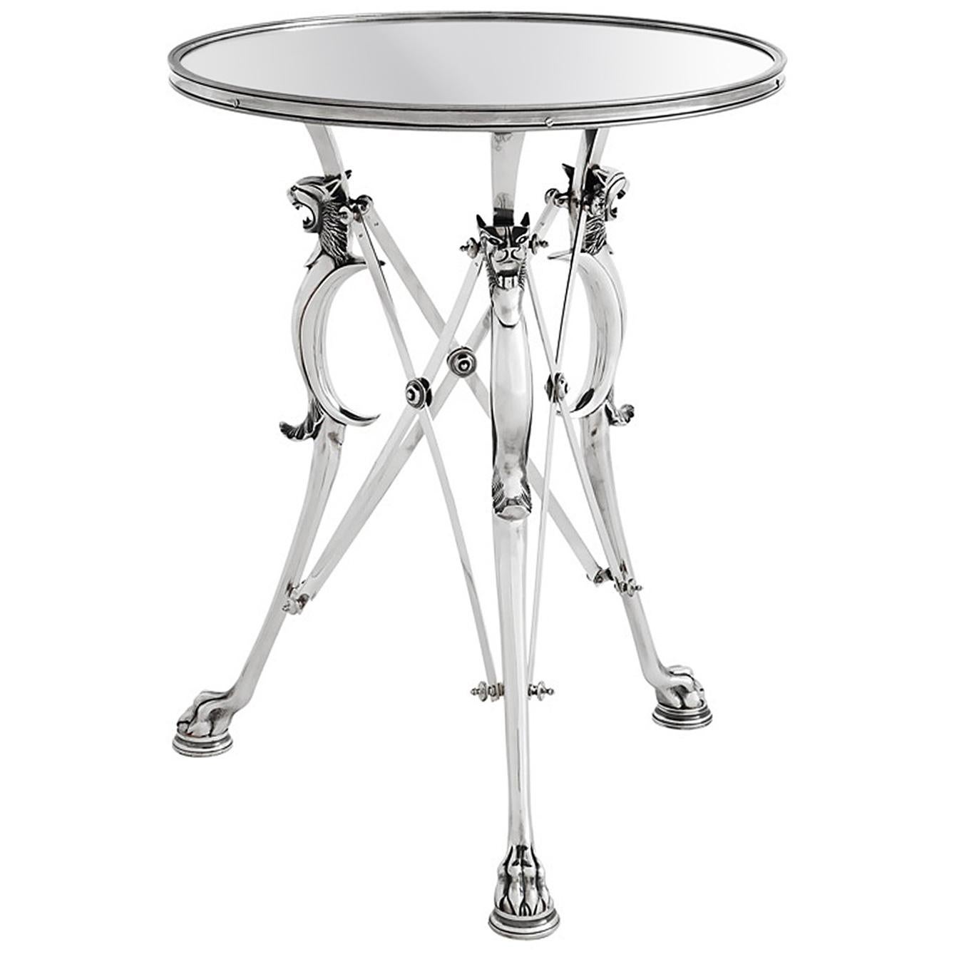 Feline Side Table in Silver Finish For Sale