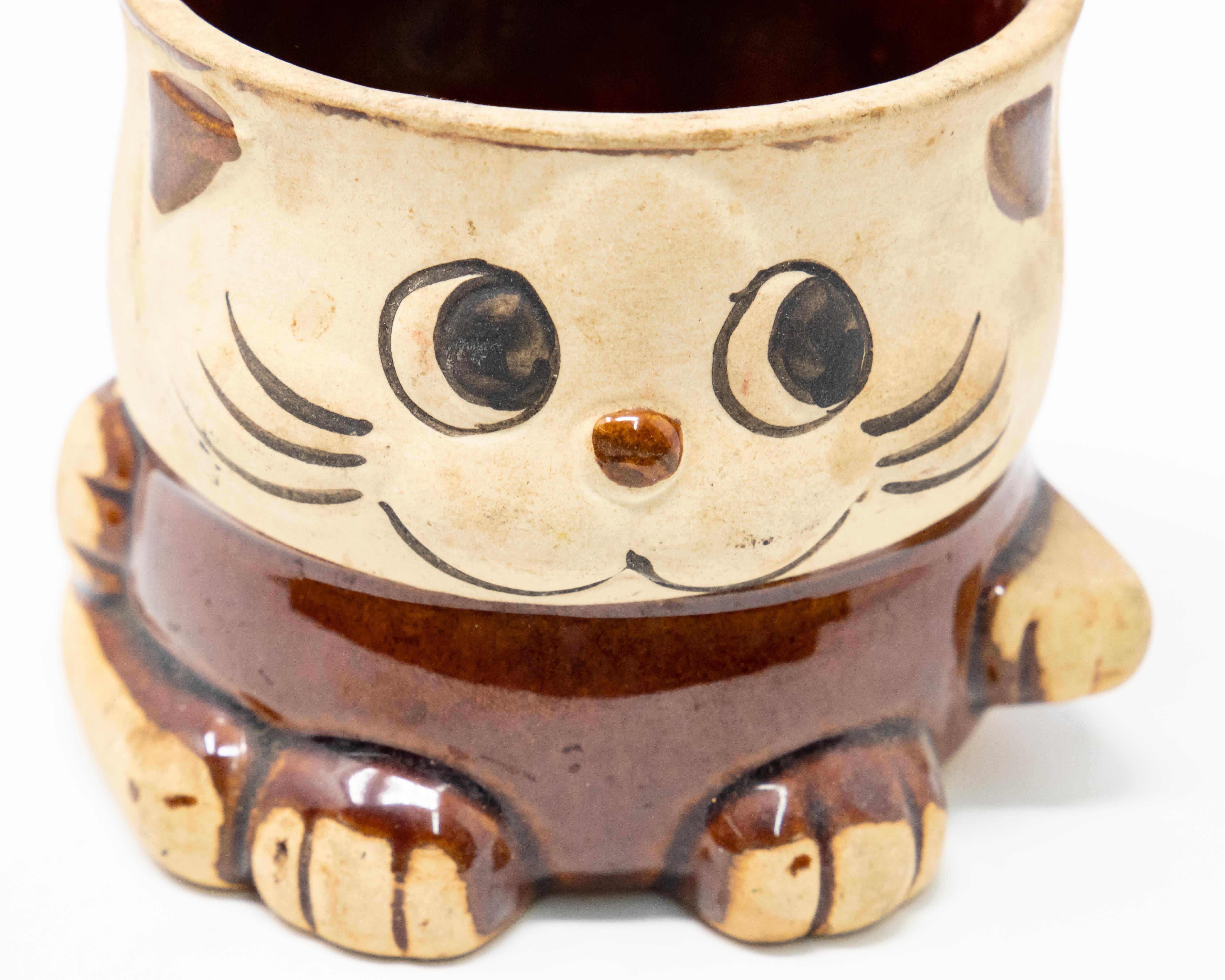 20th Century Feline Stoneware Mug For Sale
