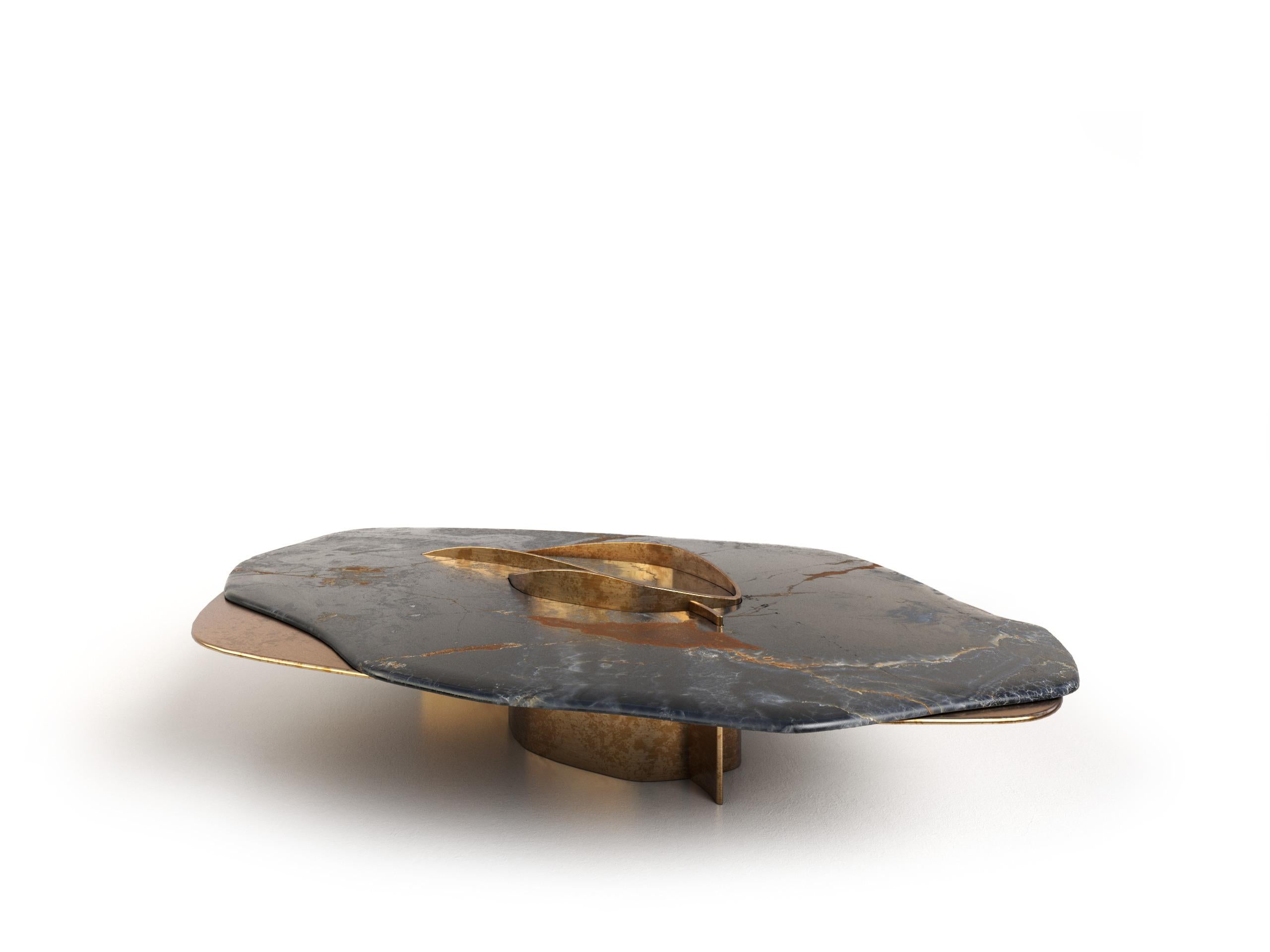 Feline VII Black Onyx and Solid Brass Unique Coffee Table by Grzegorz Majka
Pièce unique.
Dimensions : D 151 x L 227 x H 35,5/43,5 cm.
MATERIAL : Onyx noir et laiton massif.

Voici la Collectional : 


