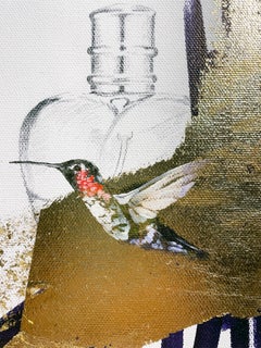 The Gift - Still Life with Ruby Throated Hummingbird and Perfume Bottle, Gold