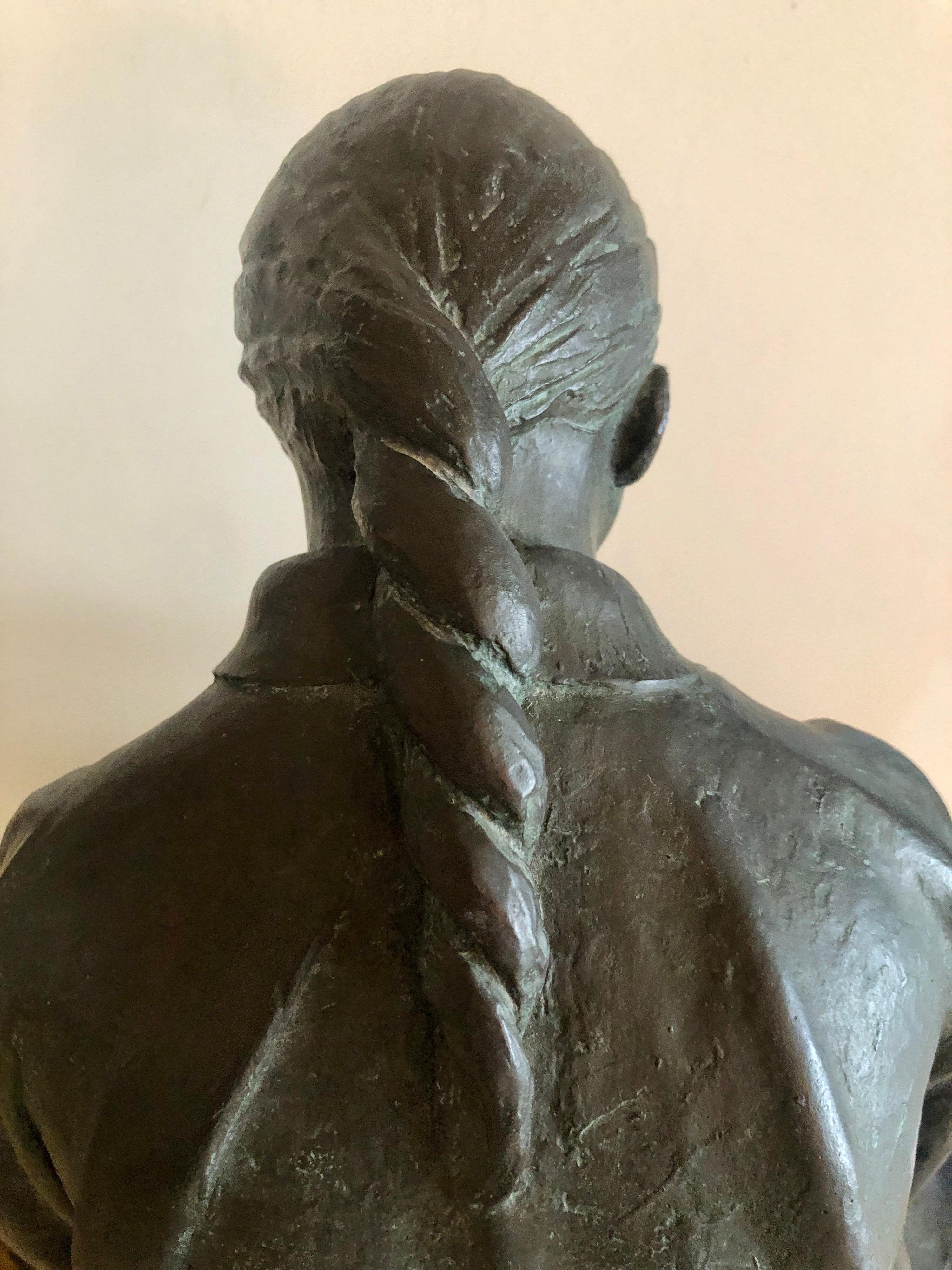 Gran Escultura Mexicana Latinoamericana Maestro de Bronce Madre con Niño SIgned en venta 1