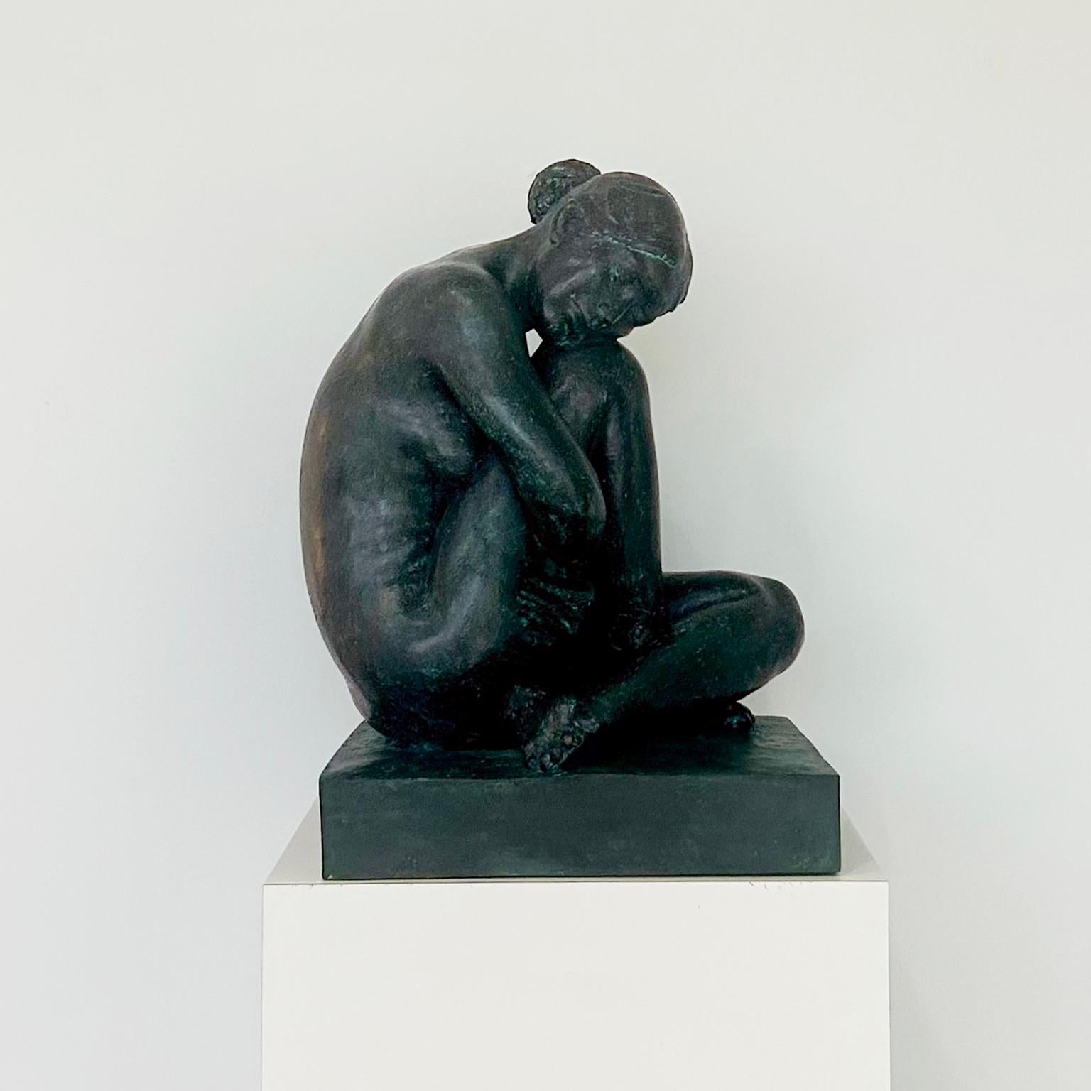 "Untitled" bronze sculpture of a female nude by artist Felipe Castañeda. Inscribed F. Castañeda 1984 P/A on base. 