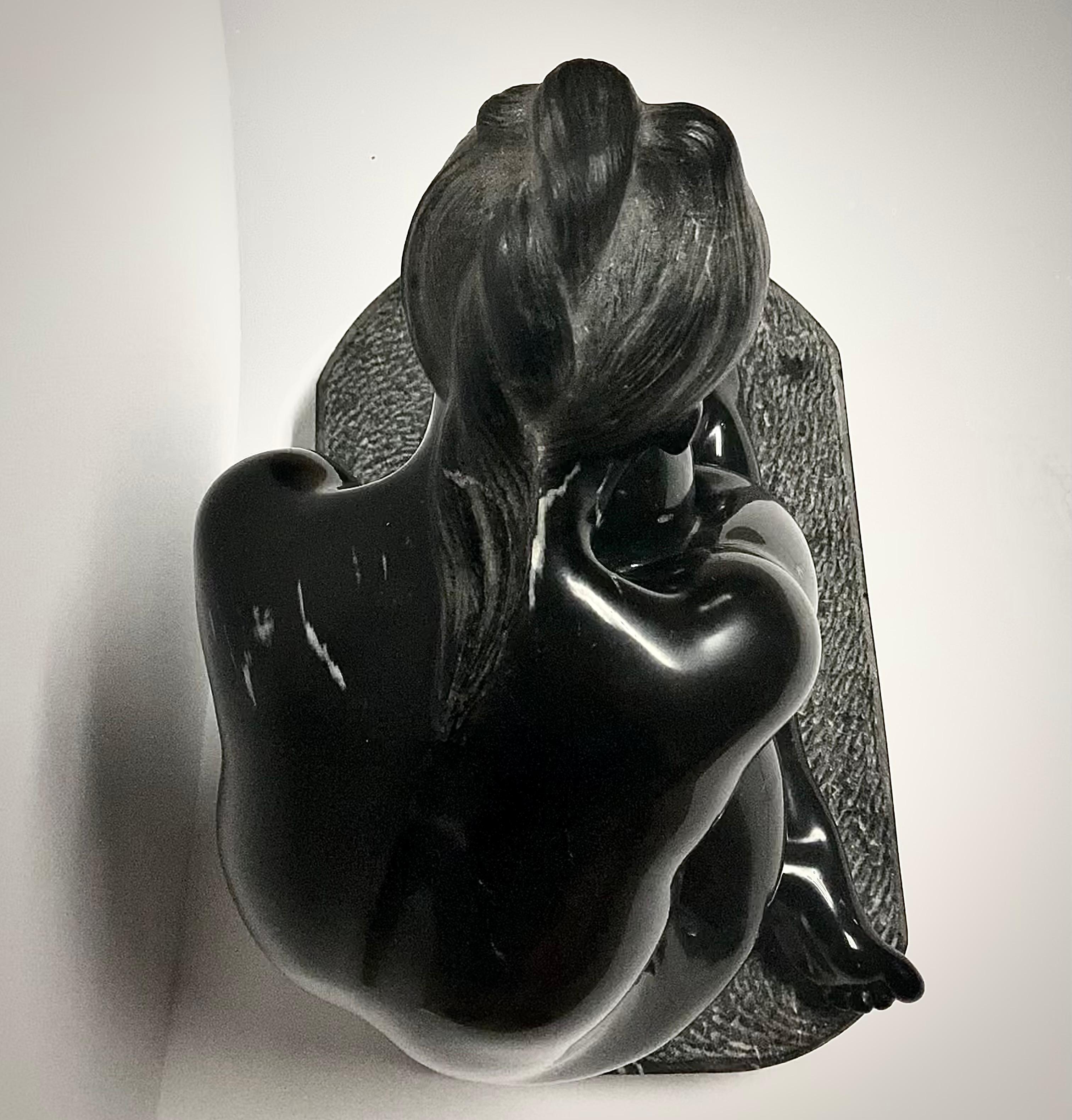 Untitled - Black Nude Sculpture by Felipe Castañeda