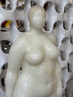Felipe Castenada Sculpture grandeur nature en onyx blanc d'une femme nue