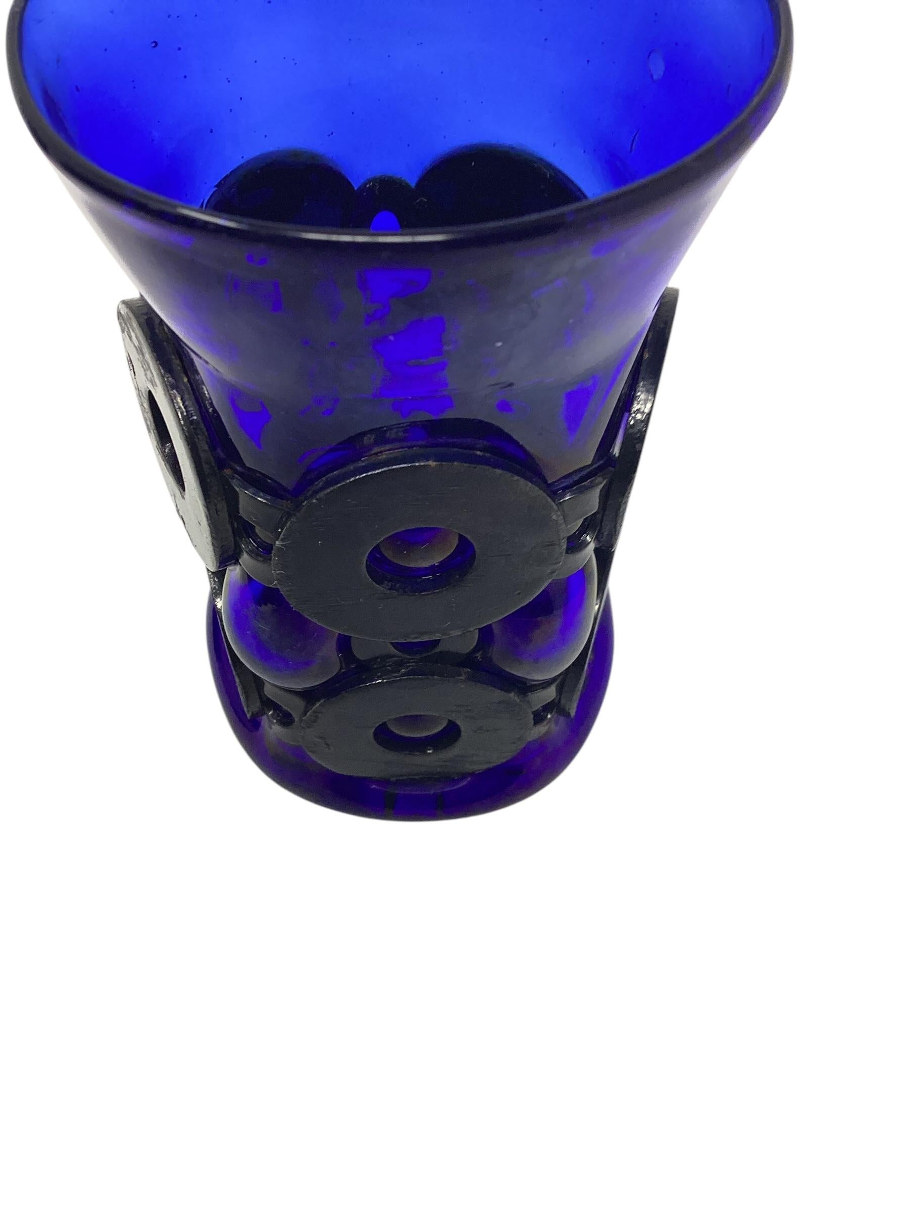 Mid-Century Modern Felipe Deflinger, ensemble de cocktail en cage bleu cobalt du milieu du siècle dernier en vente