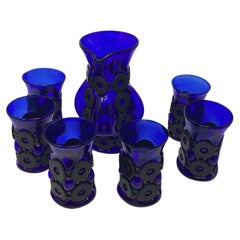 Felipe Deflinger, ensemble de cocktail en cage bleu cobalt du milieu du siècle dernier