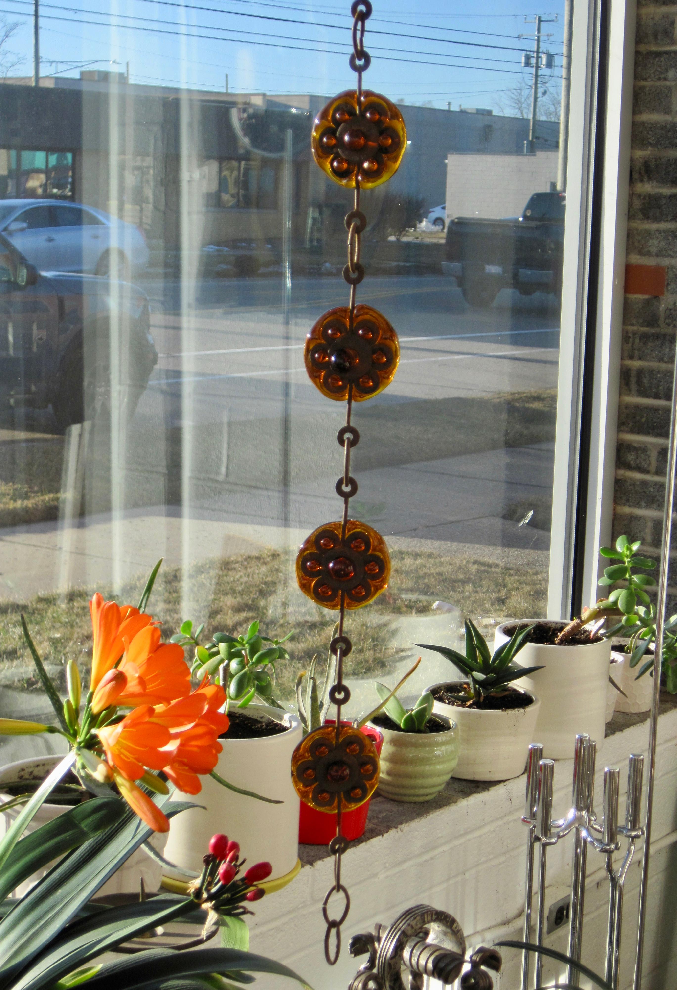 Felipe Delfinger Art Glass Flower Sun Catcher For Sale 2