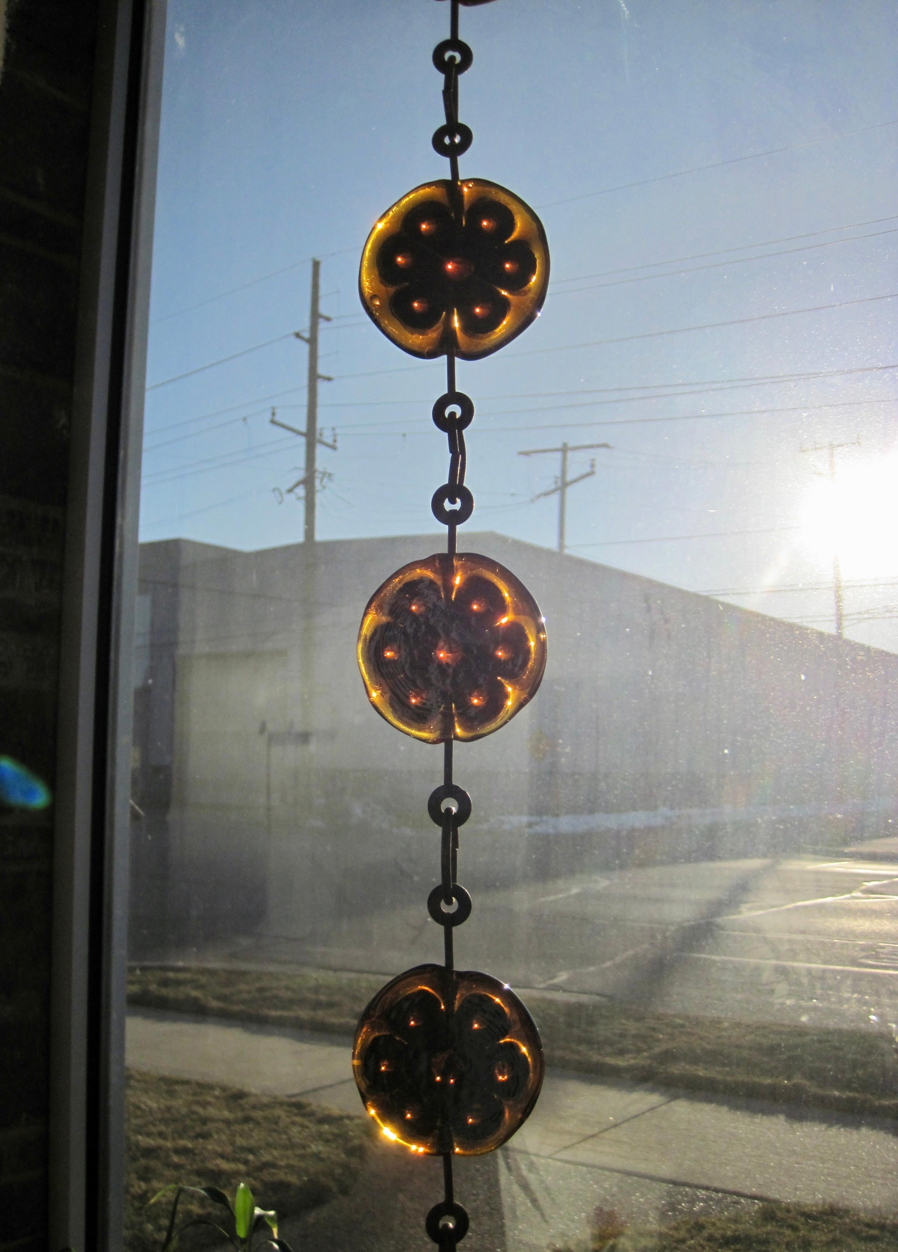 Felipe Delfinger Art Glass Flower Sun Catcher For Sale 1