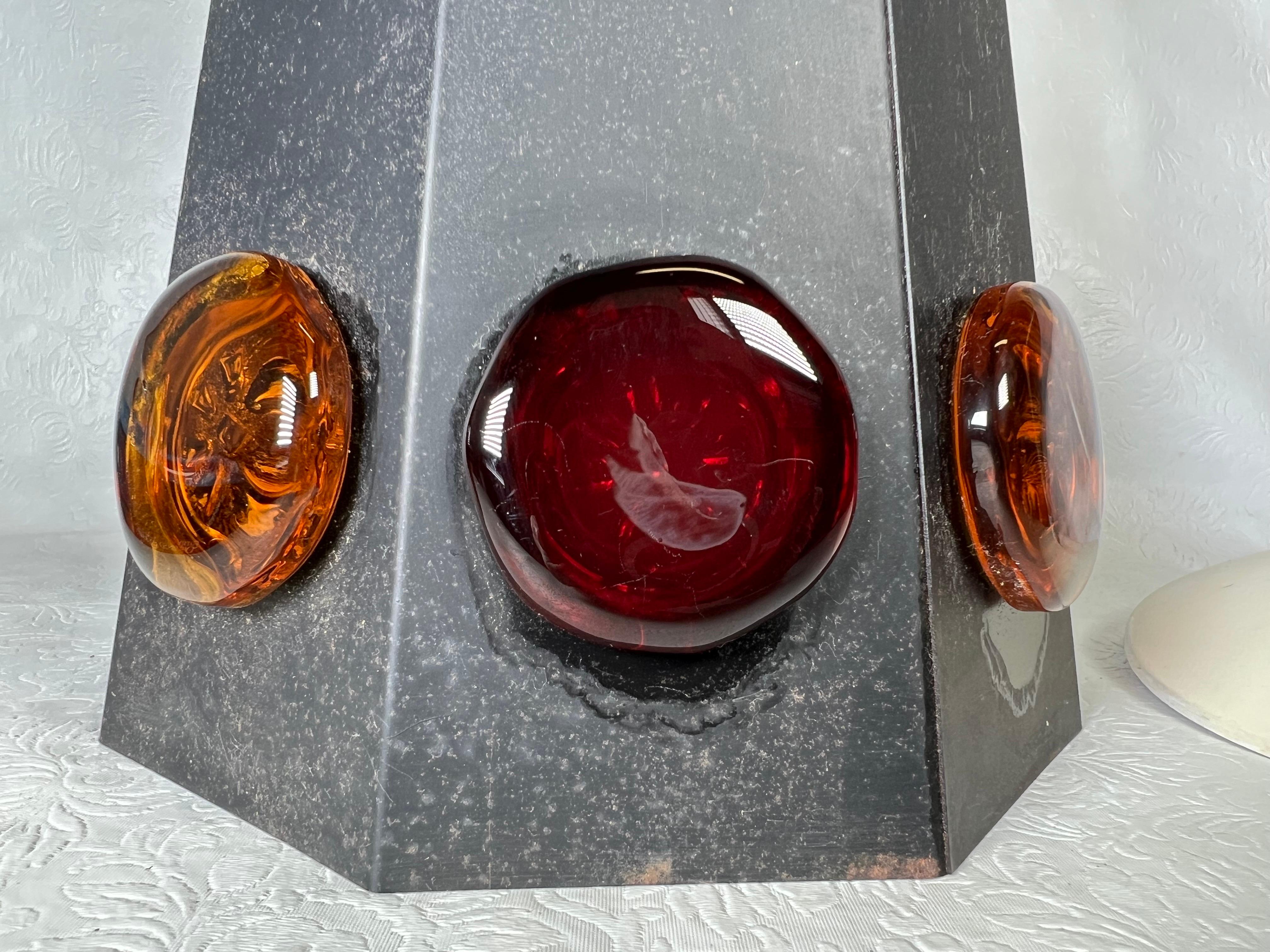 Felipe Delfinger Style Cone Shape Metal and Art Glass Pendant Light For Sale 1
