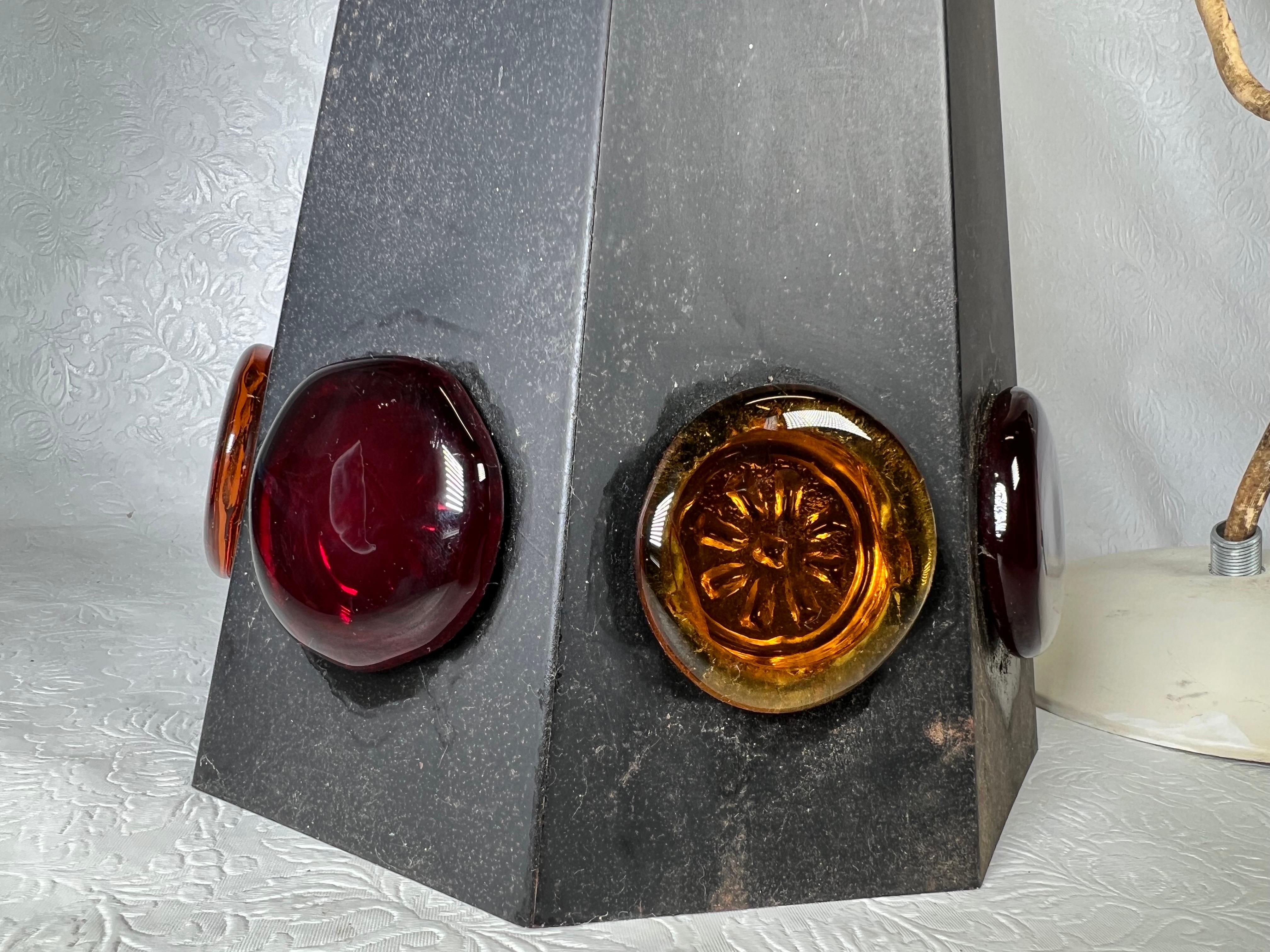 Felipe Delfinger Style Cone Shape Metal and Art Glass Pendant Light For Sale 2