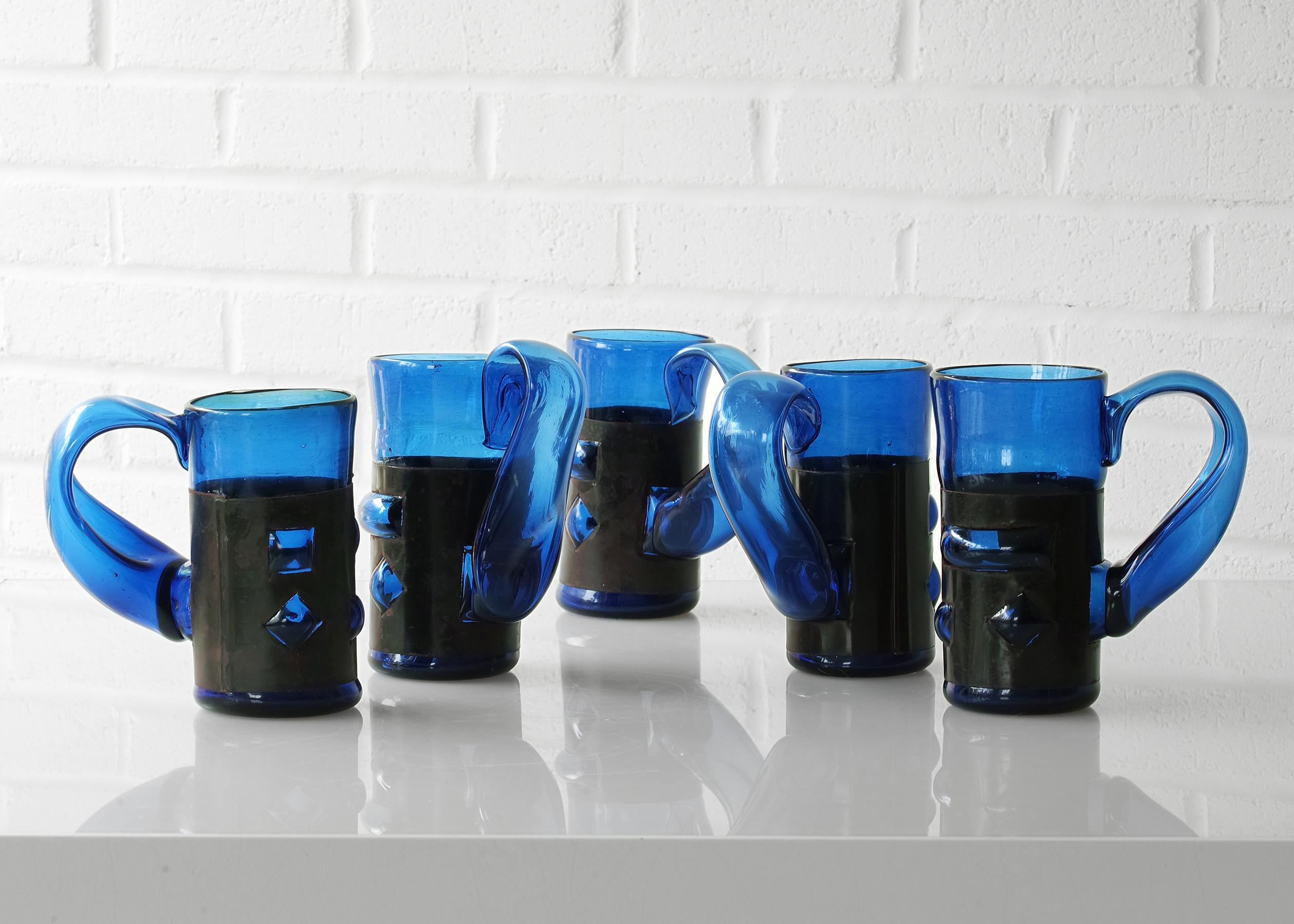 Felipe Derflingher Brutalist Imprisoned Glass Tankards For Sale 4