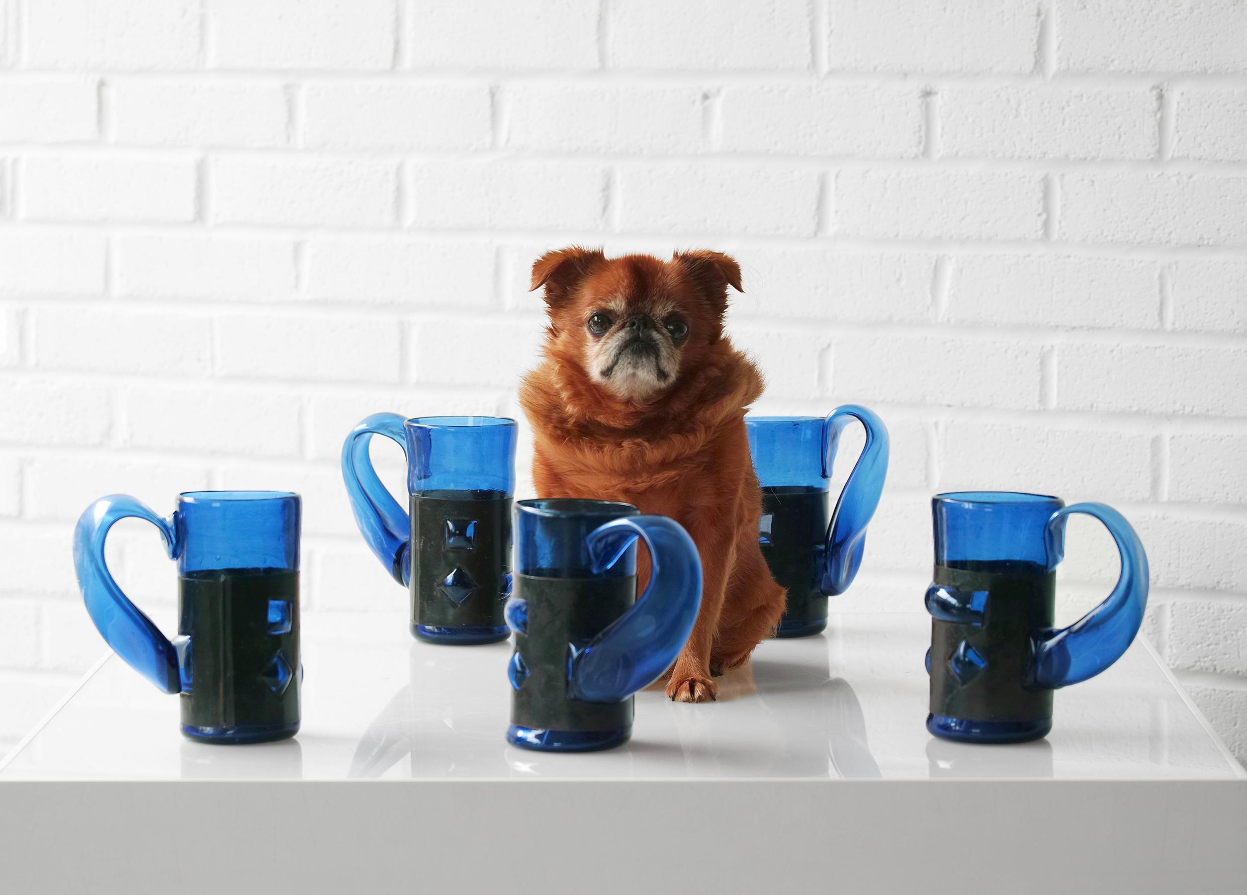 Mid-20th Century Felipe Derflingher Brutalist Imprisoned Glass Tankards For Sale