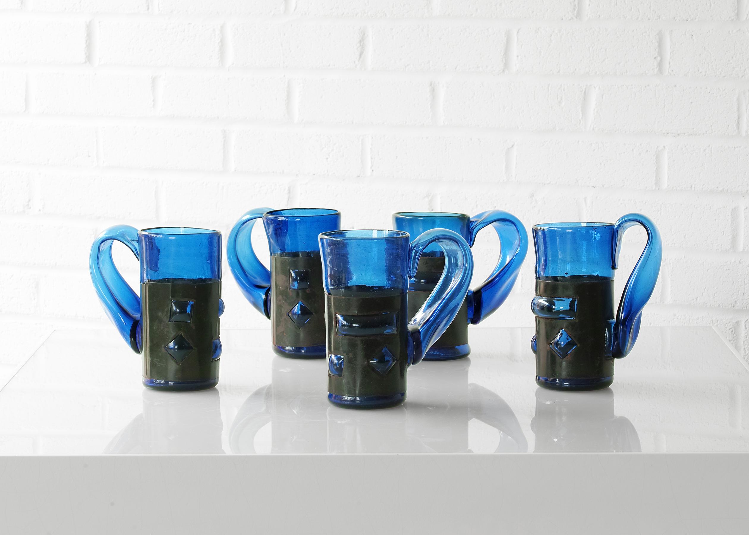 Felipe Derflingher Brutalist Imprisoned Glass Tankards For Sale 1
