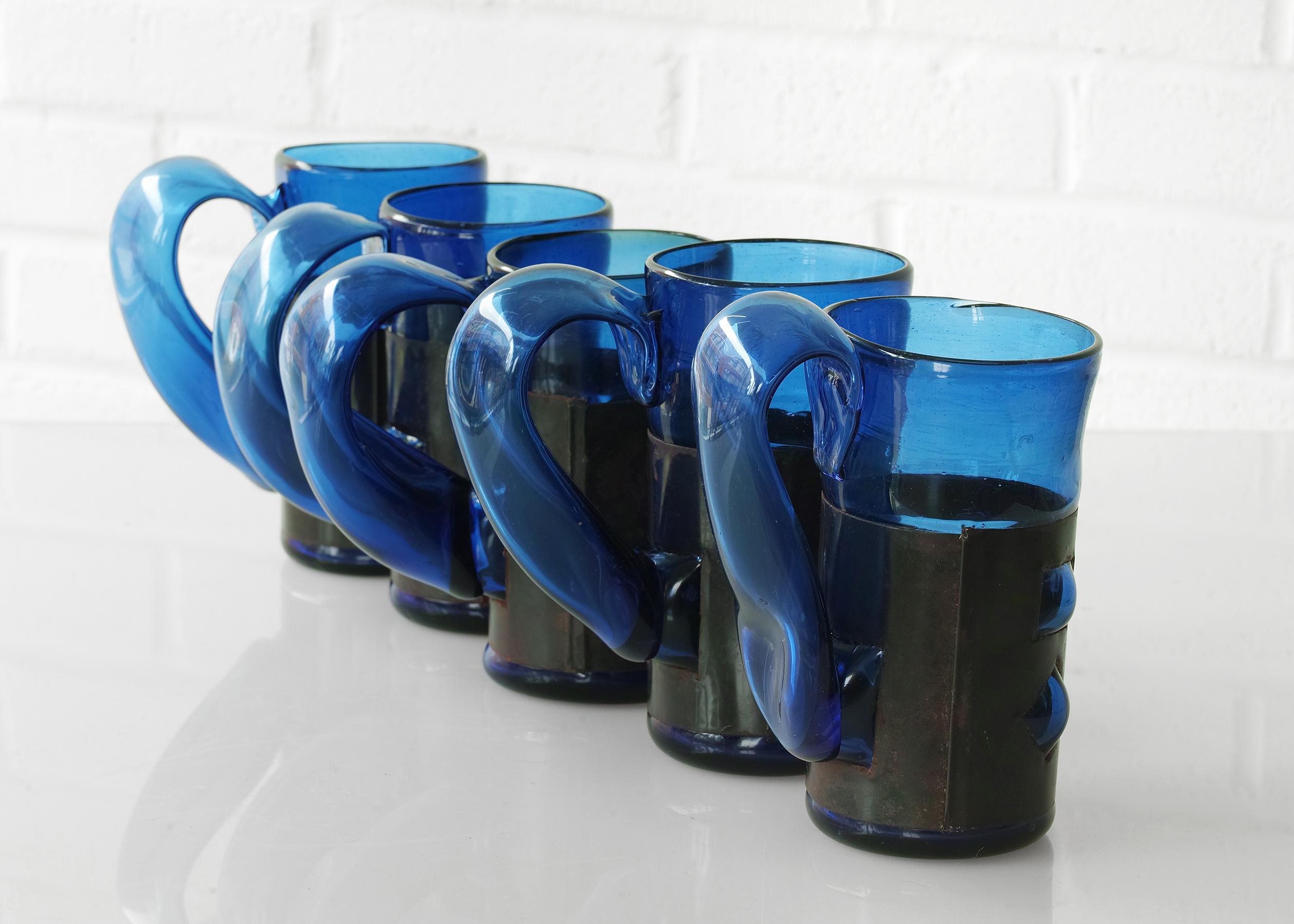 Felipe Derflingher Brutalist Imprisoned Glass Tankards For Sale 3