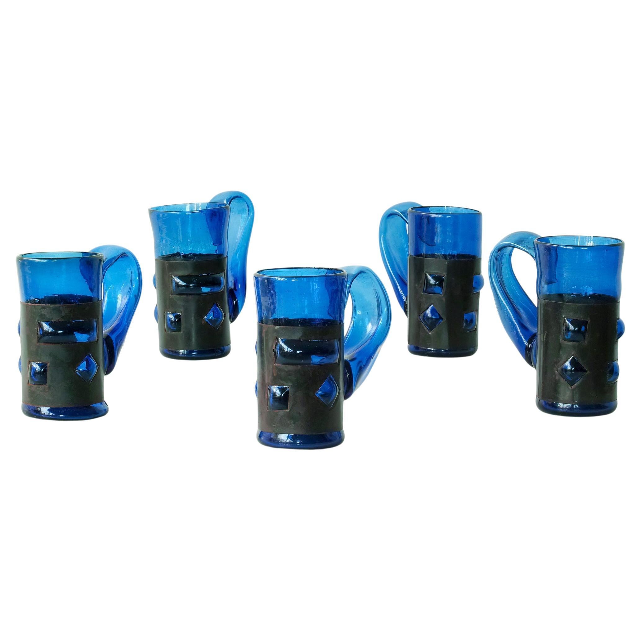 Felipe Derflingher Brutalist Imprisoned Glass Tankards For Sale