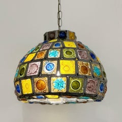 Felipe Derflingher for Feders, Mexico Brutalist Glass and Metal Chandelier 1970s