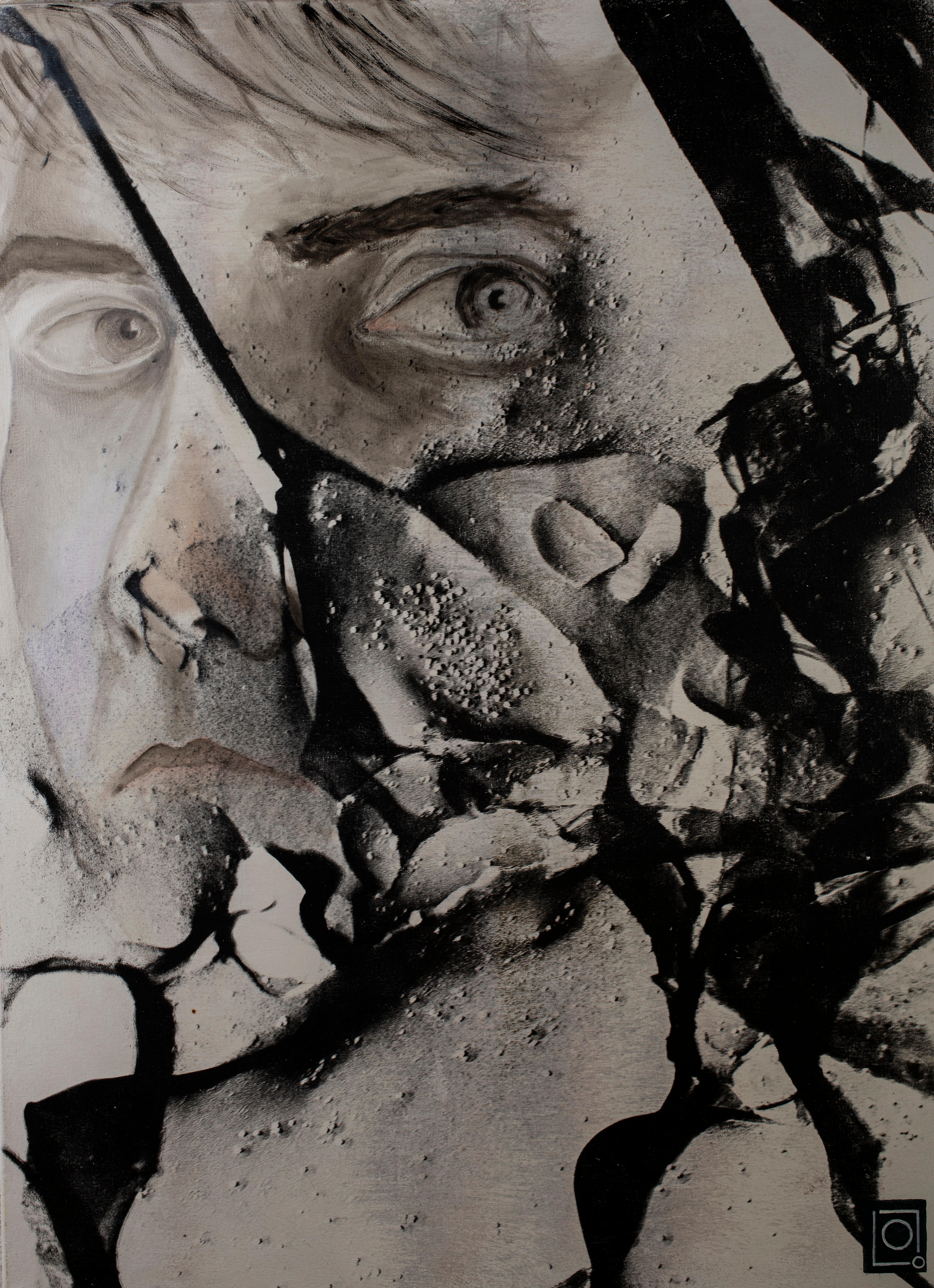 Self-Portrait, silver gelatin print on canvas, neuroscience triptych 