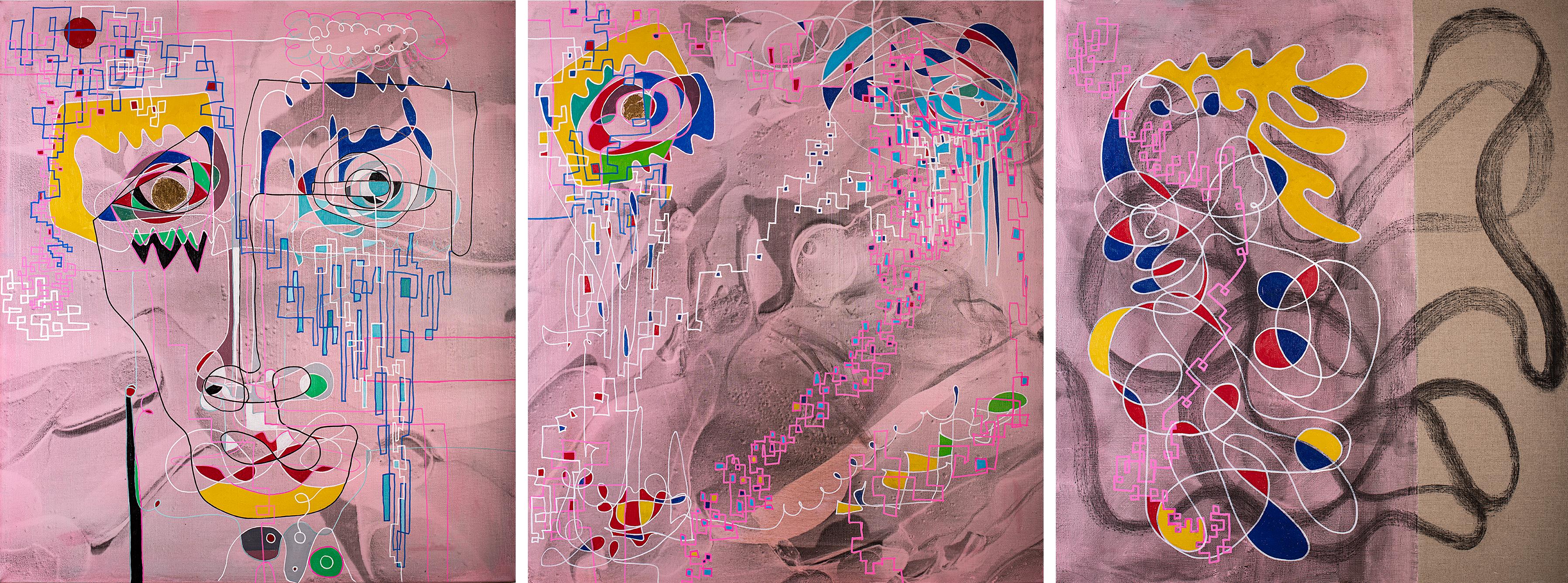 Instructions on how to disappear in three moments (pink), neuroscience triptych For Sale 2