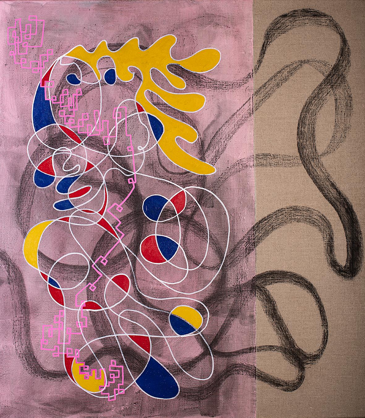 Instruktionen, wie man in drei Augenblicken verschwinden kann (Rosa), Neurowissenschaften triptychon (Abstrakt), Painting, von Felipe Fredes