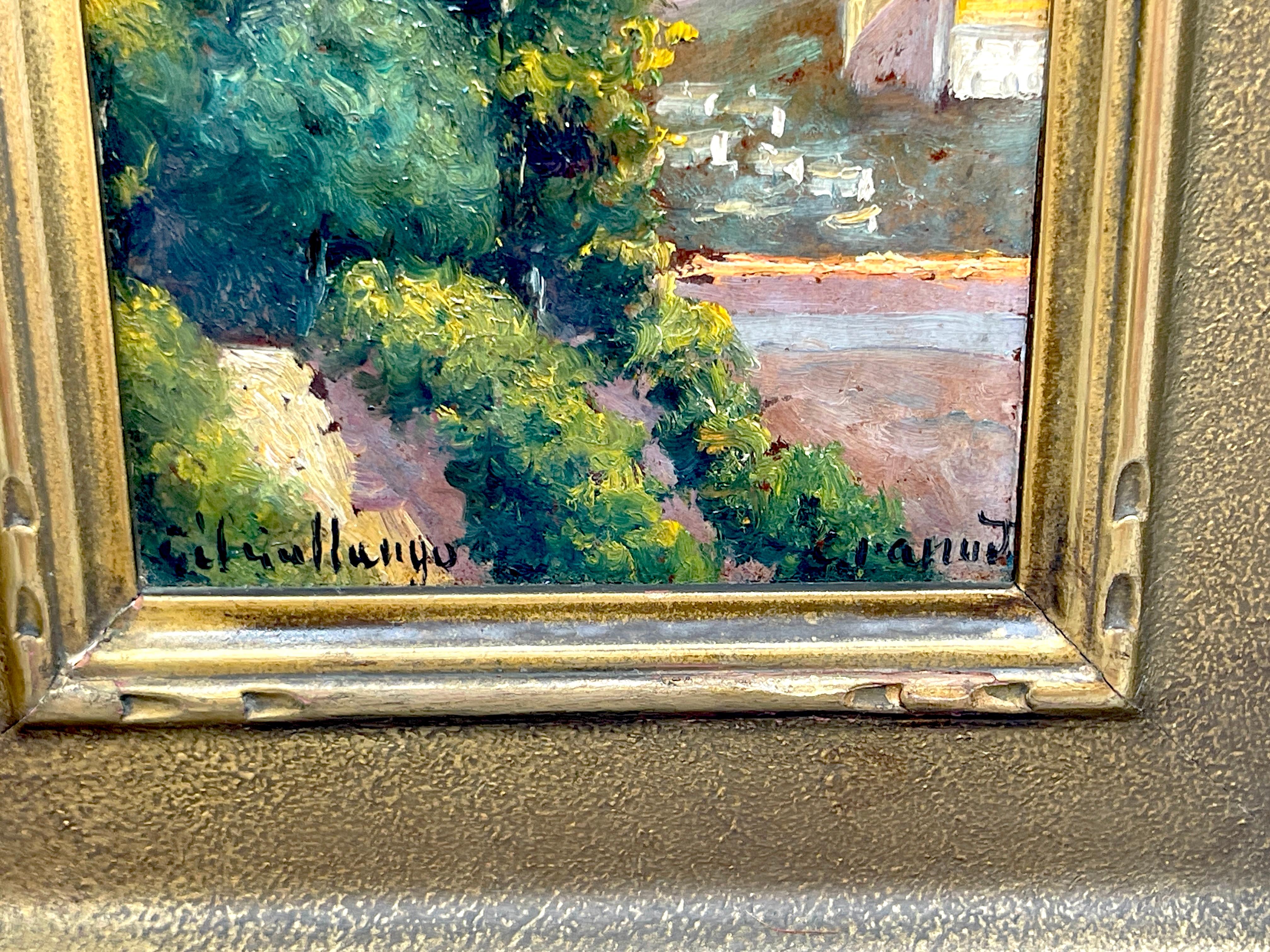 Felipe Gil Gallango, Spanien 1868 - 1938, Paar Landschaftsgemälde (Holz) im Angebot