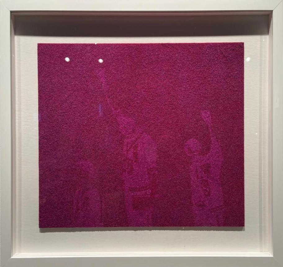1968 Olympics Black Power Salute - Purple Figurative Print by Felipe Jacome
