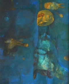 Surrealist Underwater Scene with Fish (blue)