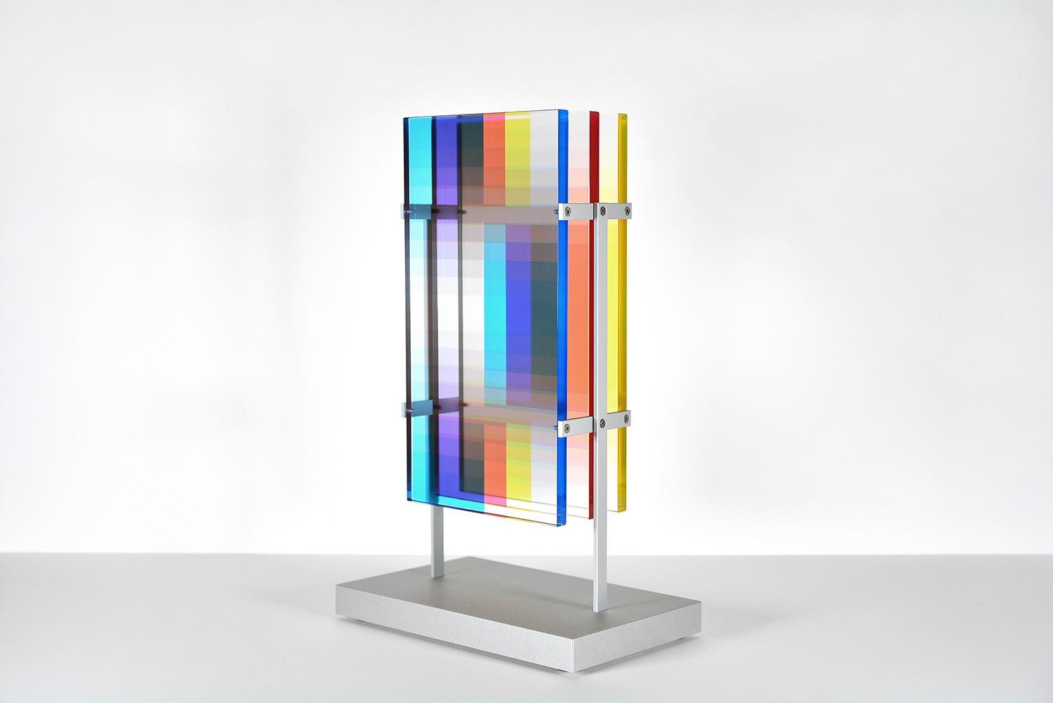 FELIPE PANTONE - SUBTRACTIVE VARIABILITY MANIPULABLE IV Sculpture Modern Op Art - Gray Abstract Sculpture by Felipe Pantone 