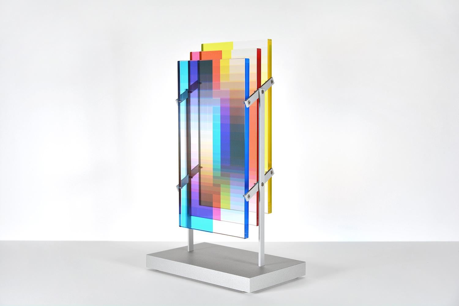 Felipe Pantone  Abstract Sculpture - FELIPE PANTONE - SUBTRACTIVE VARIABILITY MANIPULABLE IV Sculpture Modern Op Art