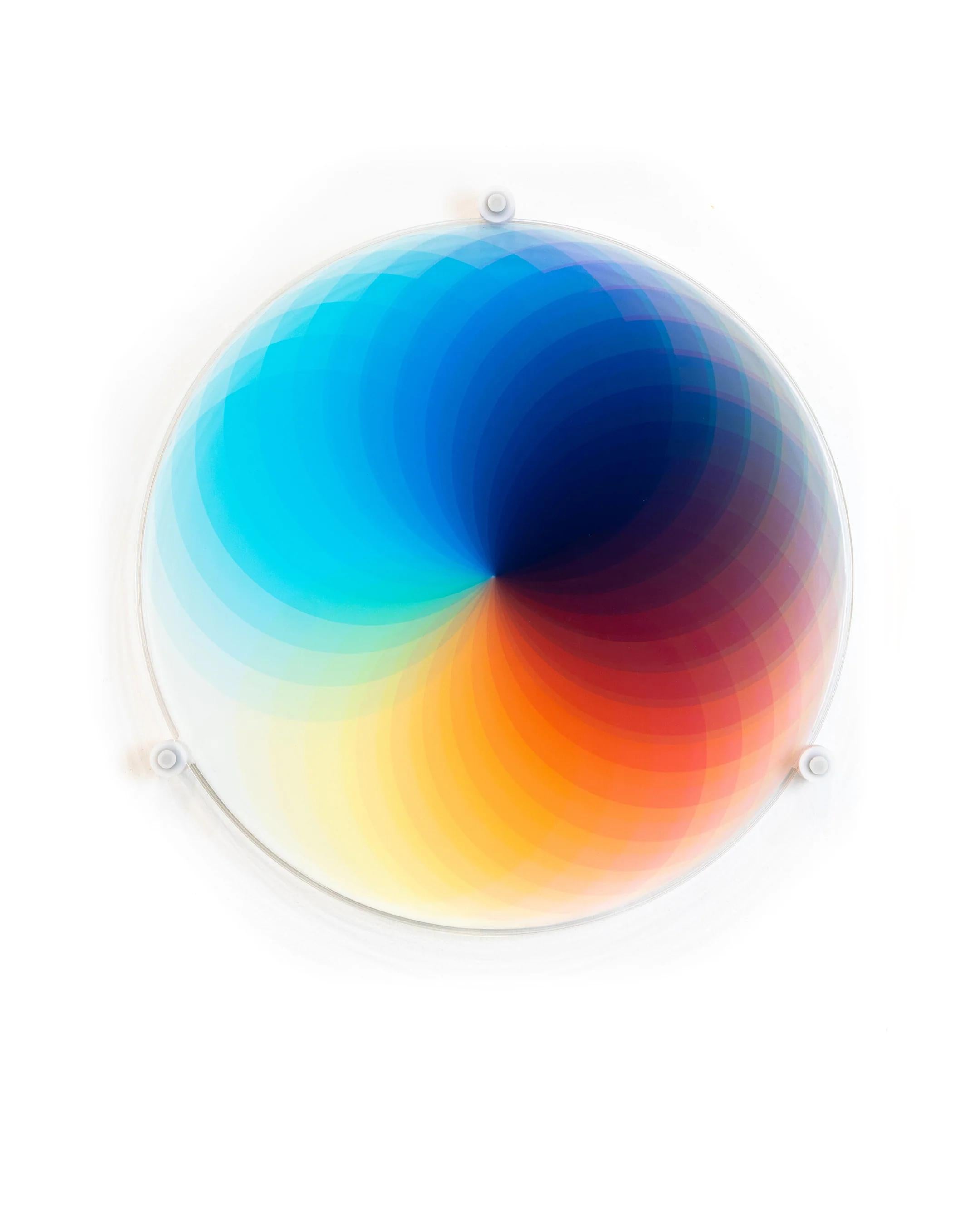 FELIPE PANTONE SUBTRACTIVE VARIABILITY COMPACT 2 Kinetic Sculpture Op Art Design - Beige Abstract Sculpture by Felipe Pantone