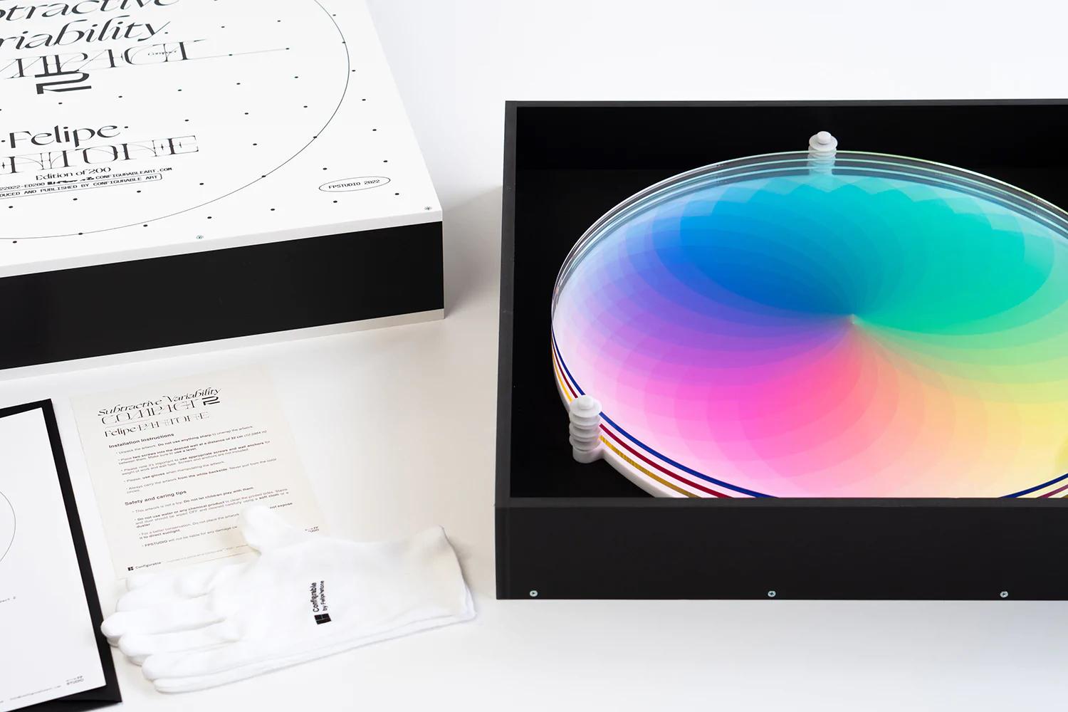 FELIPE PANTONE SUBTRACTIVE VARIABILITY COMPACT 2 Kinetic Sculpture Op Art Design 5