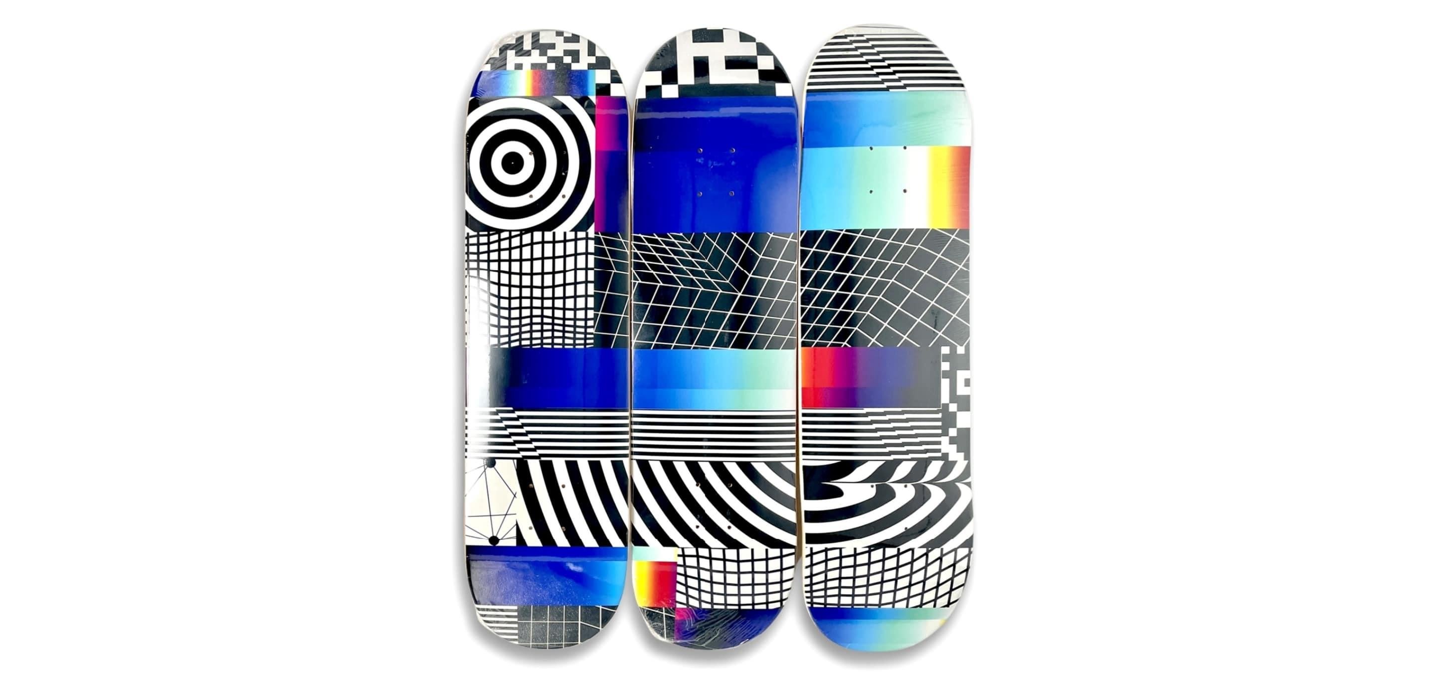 Chromadynamica 21 Triptych (Set of 3) Skateboard Decks - Mixed Media Art by Felipe Pantone