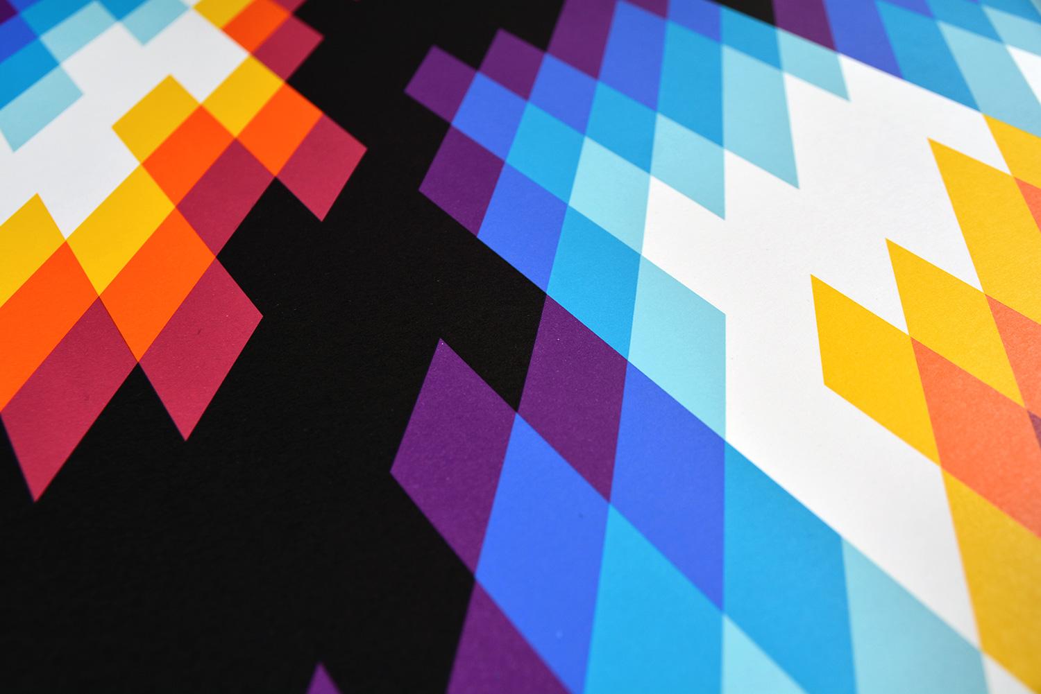 FELIPE PANTONE - CHROMADYNA MICAP #1 Op Art Abstract Street Art Black Modern - Print by Felipe Pantone