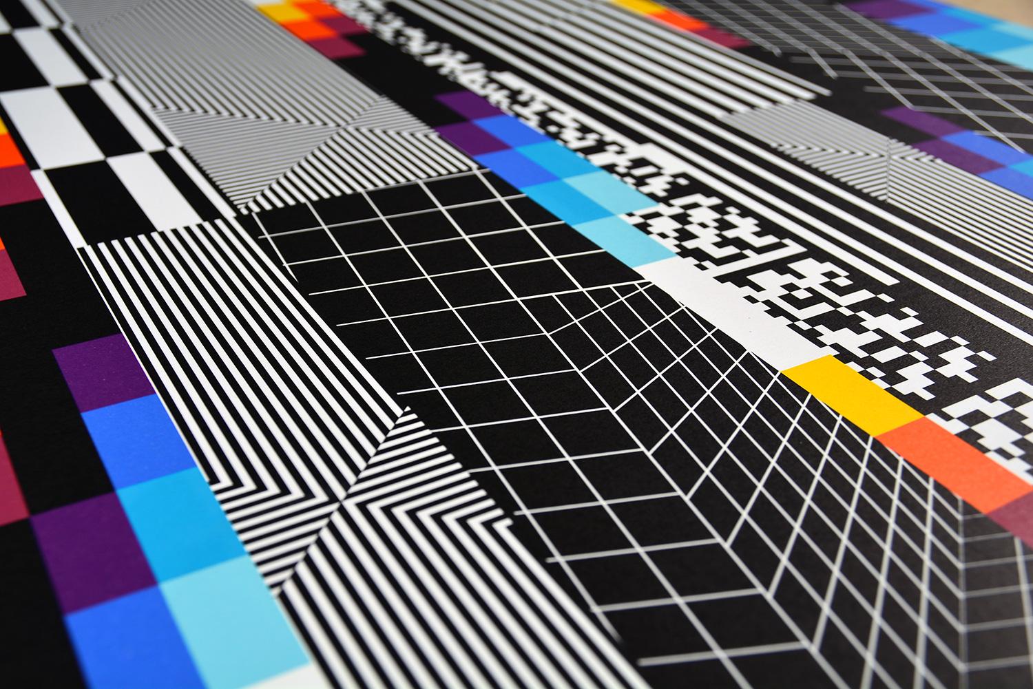 FELIPE PANTONE - CHROMADYNA MICAP #4 Op Art Abstract Street Art Black Modern - Print by Felipe Pantone